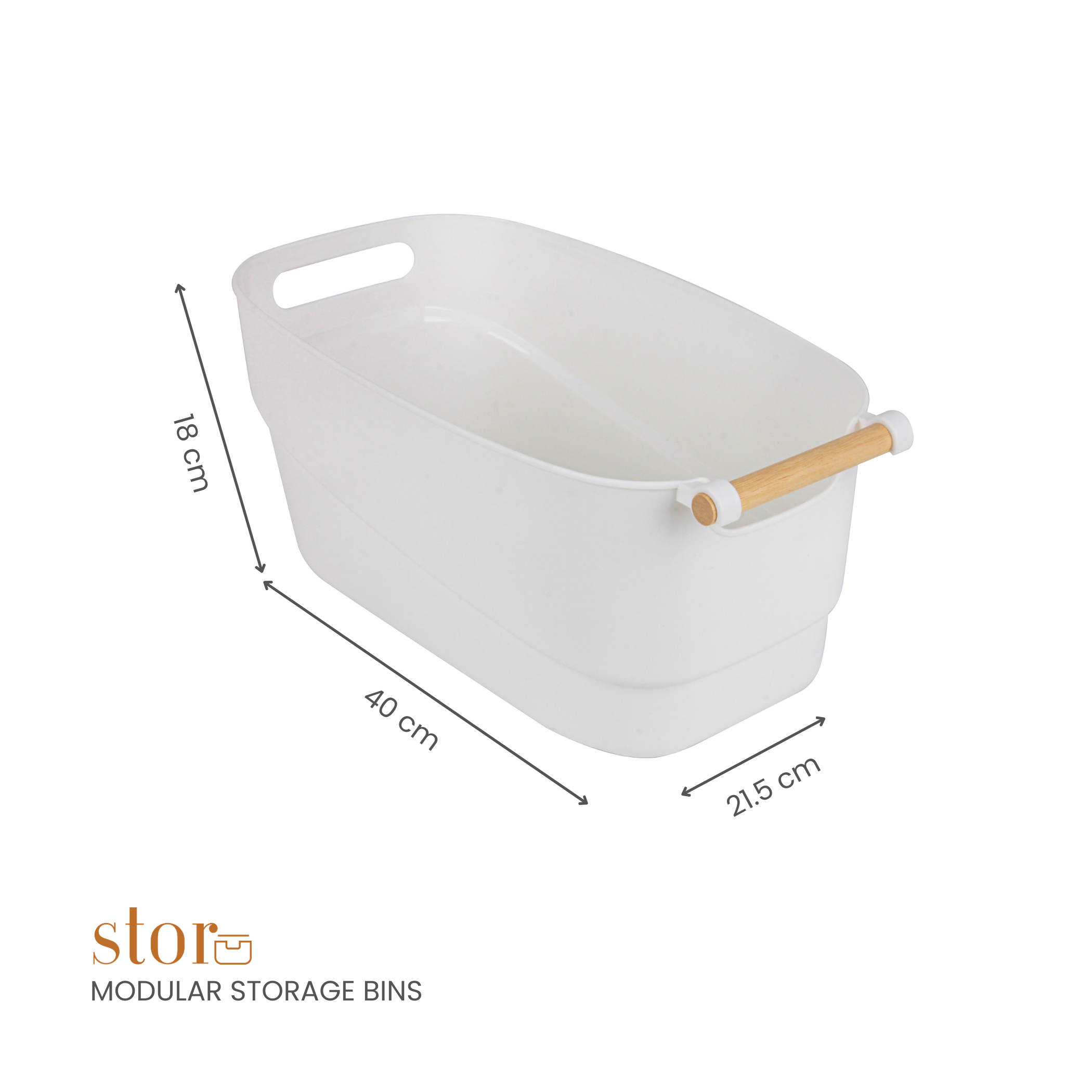 Storage Bin with Wooden Handle- 8L