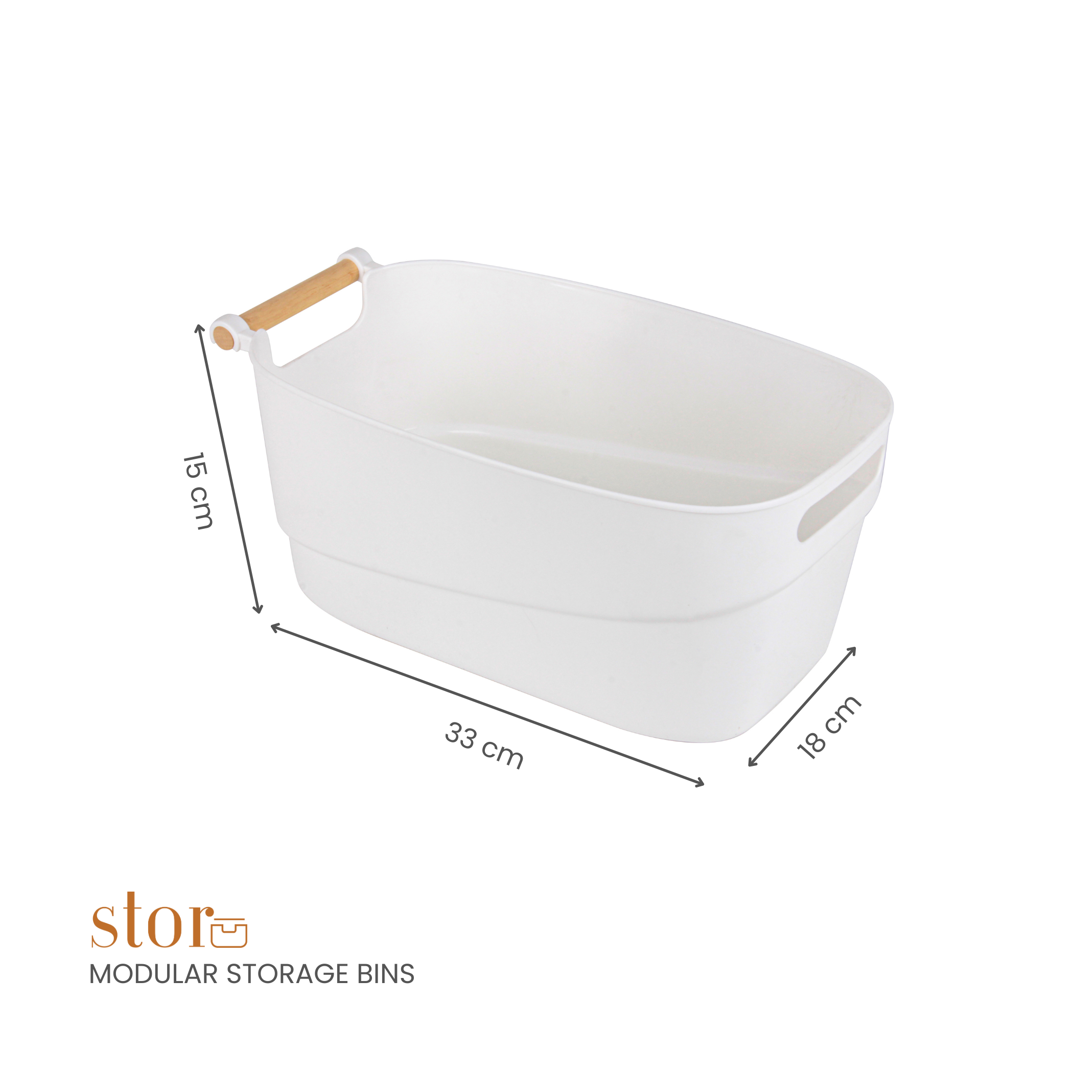 Storage Bin with Wooden Handle- 14.5L