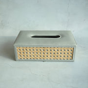 Stone Gray PU Leather & Rattan Tissue Box - Rectangle