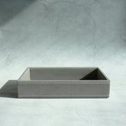 Stone Gray PU Leather Serving Tray - Small