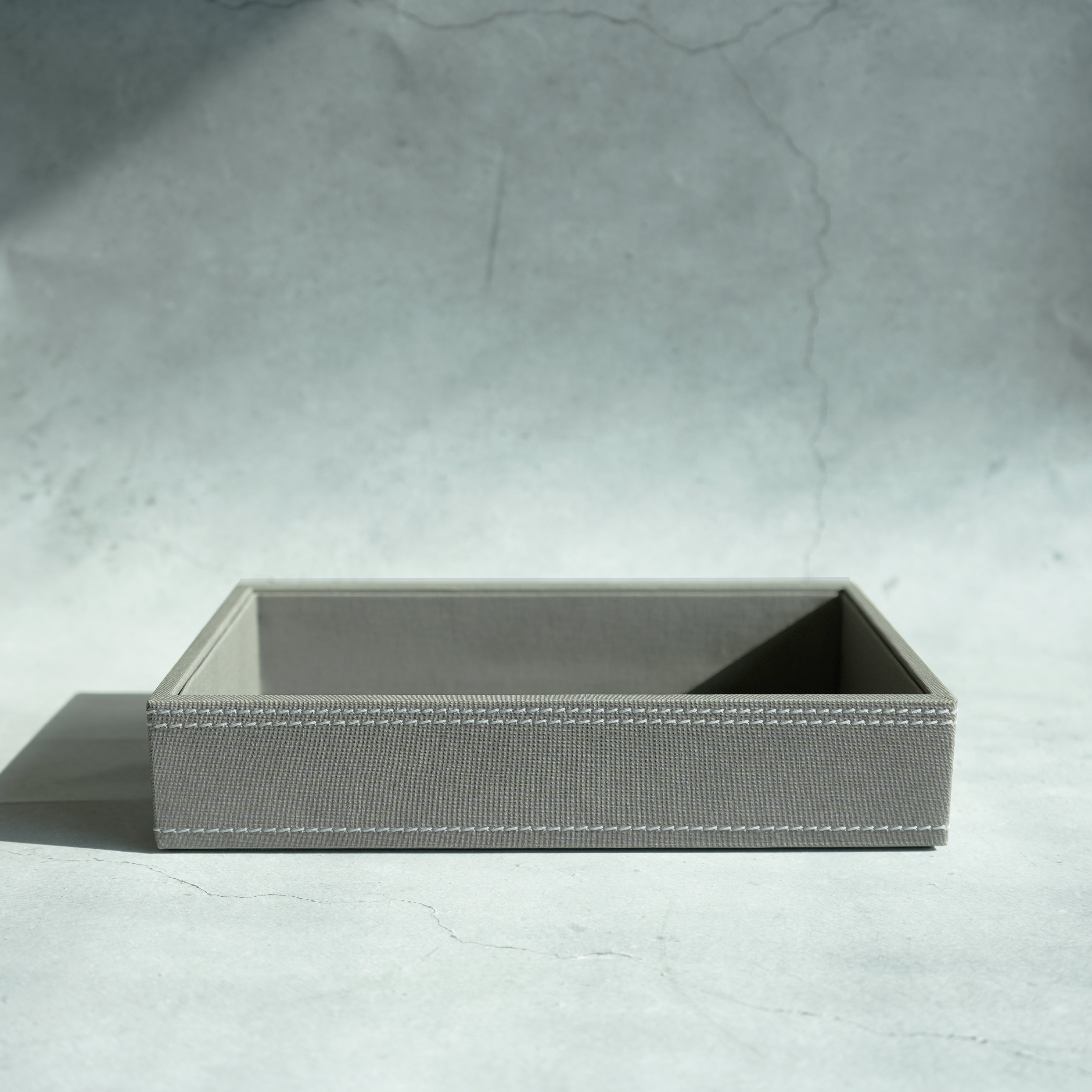 Stone Gray PU Leather Serving Tray - Small