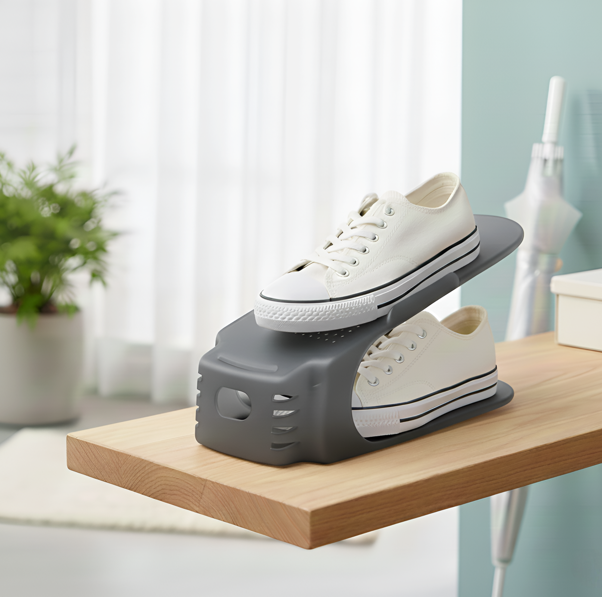 Gray Shoe Storage Rack- Set of 3