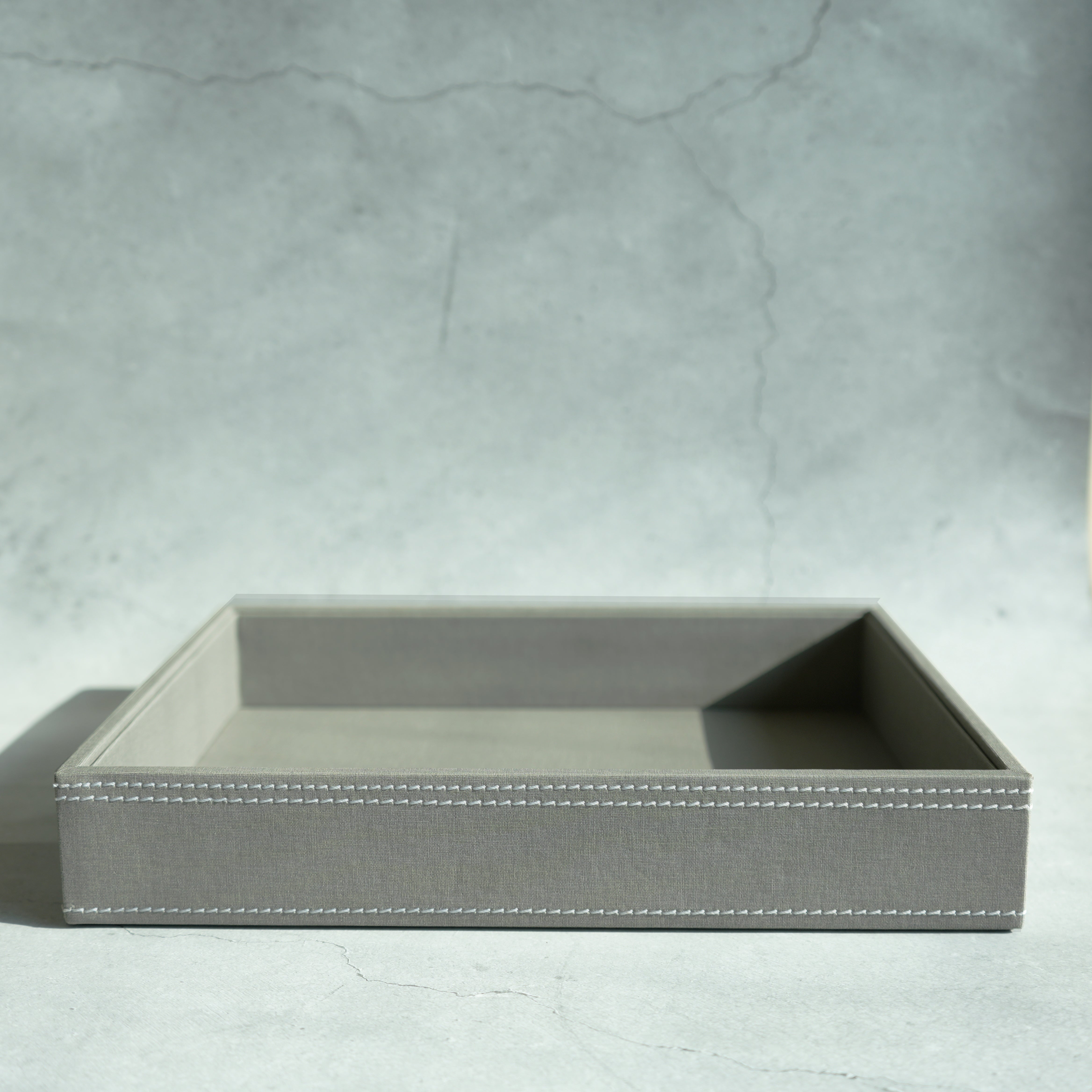 Stone Gray PU Leather Serving Tray - Medium