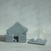 Powder Blue PU Leather Coasters - Set of 6
