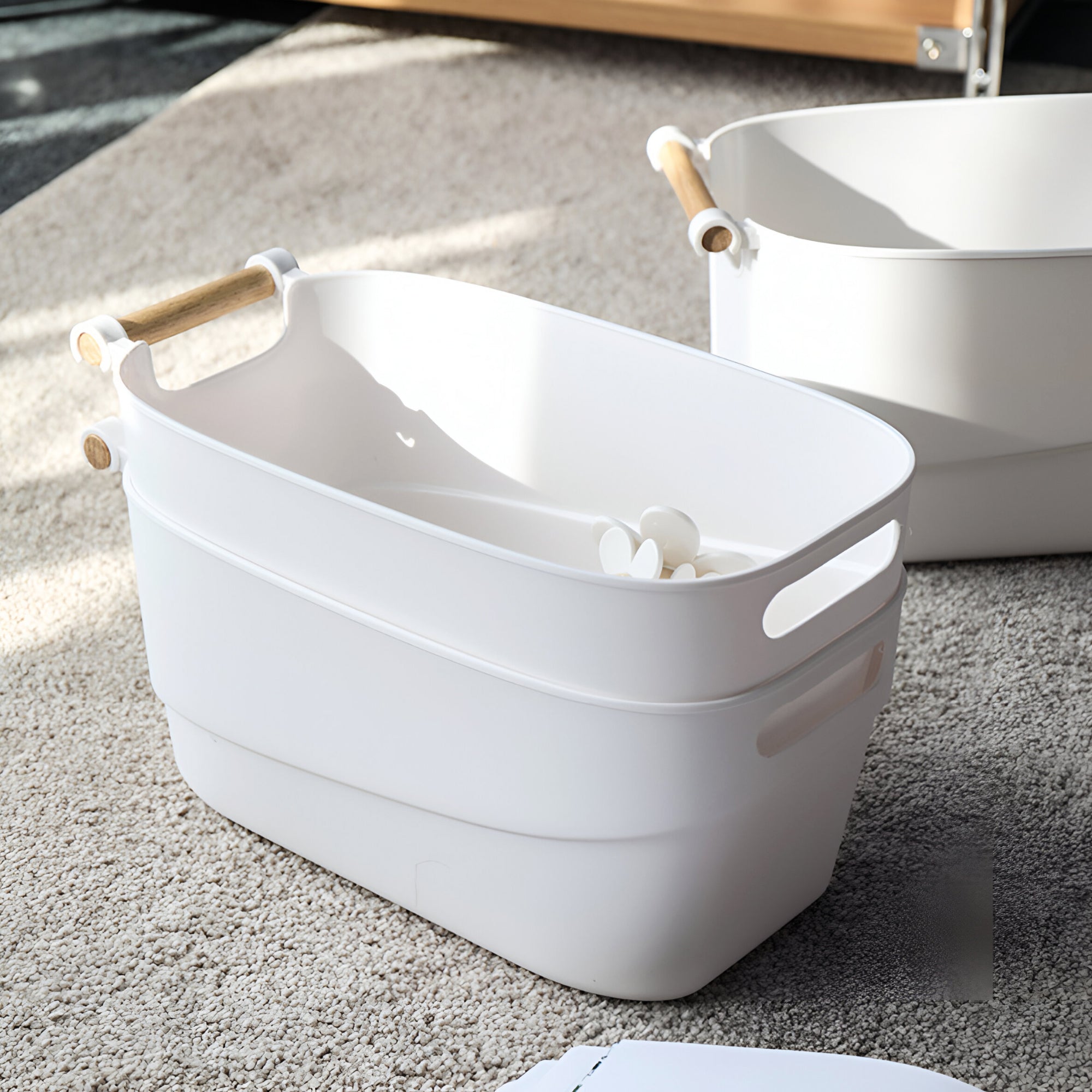 Storage Bin with Wooden Handle- 3.5L