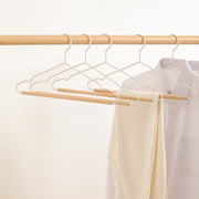 Metal Shirt Hanger with Wooden Bar- Ecru + Natural