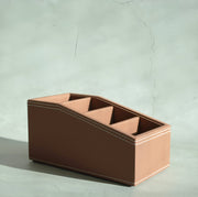 Umber Brown PU Leather Remote Control Organiser
