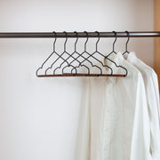 Metal Shirt Hanger with Wooden Bar- Black + Umber