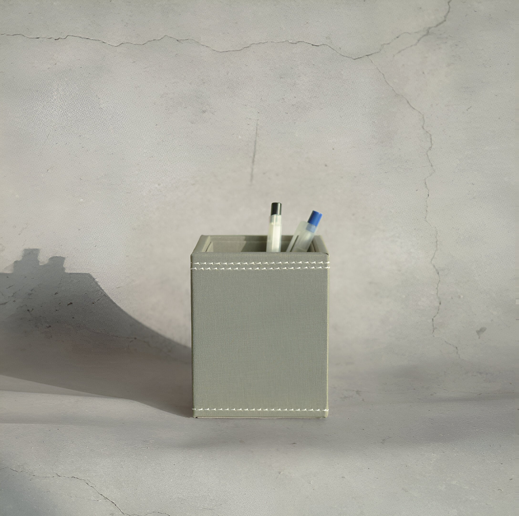 Stone Gray PU Leather Stationery Holder