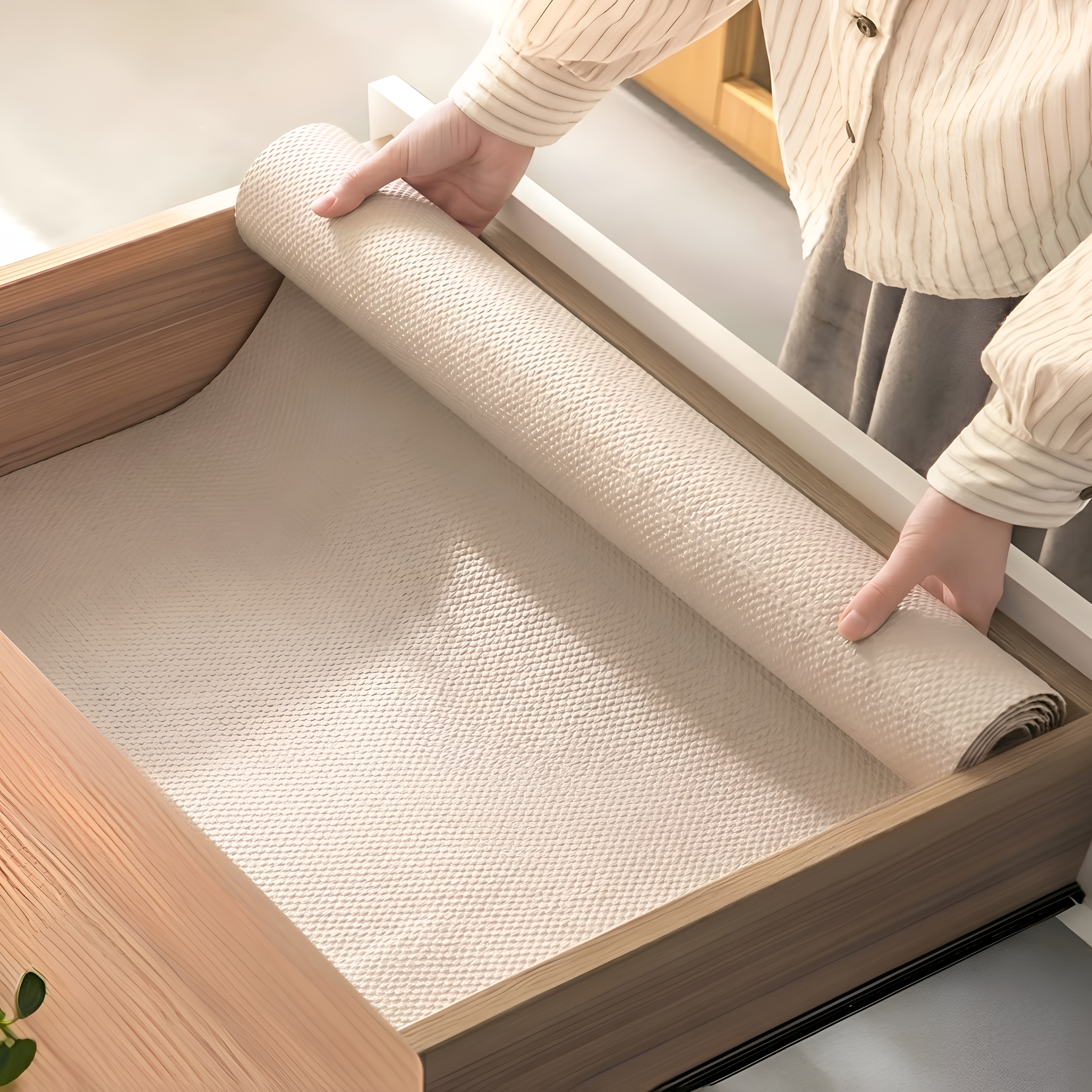 PVC Anti-Slip Shelf Liner- Taupe
