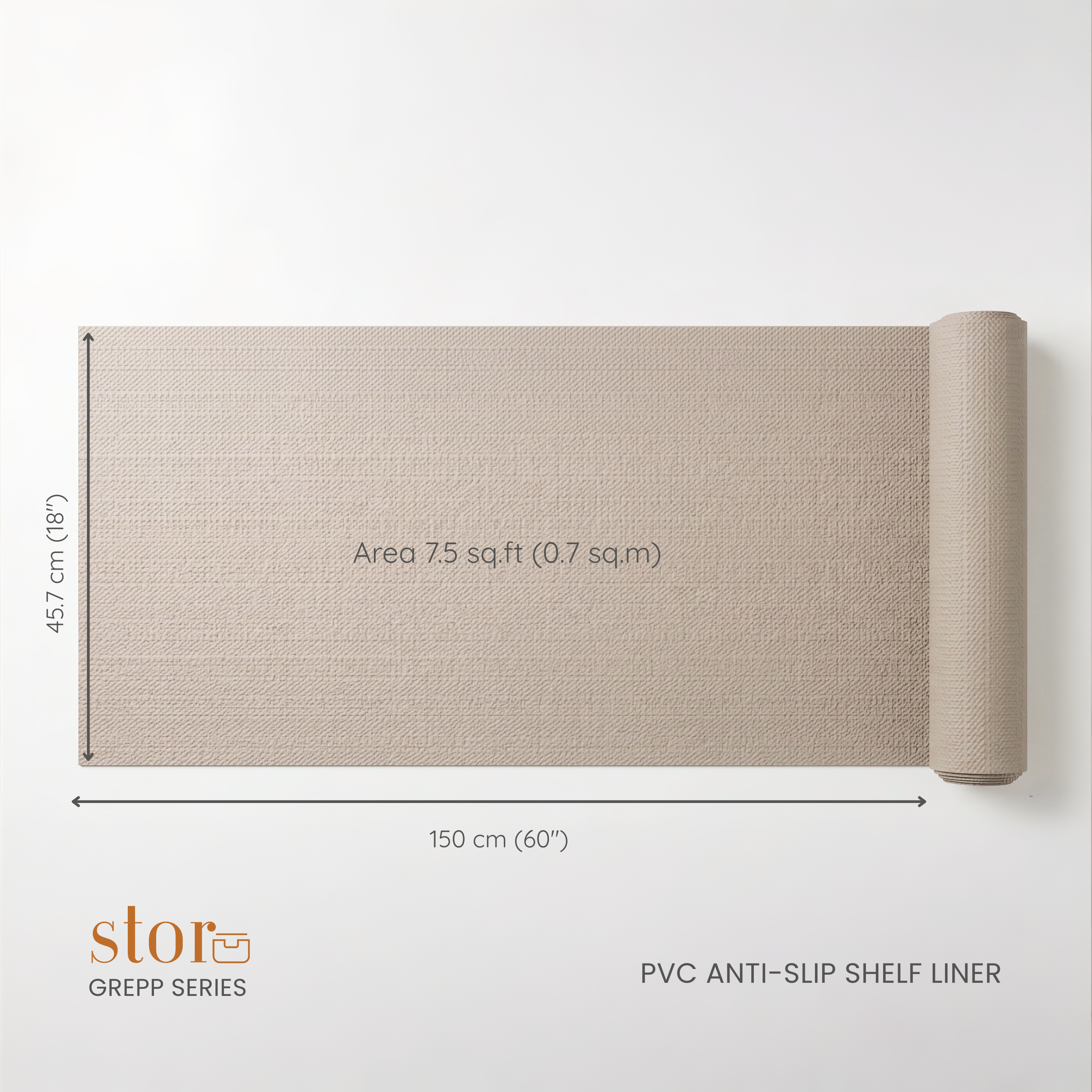 PVC Anti-Slip Shelf Liner- Taupe