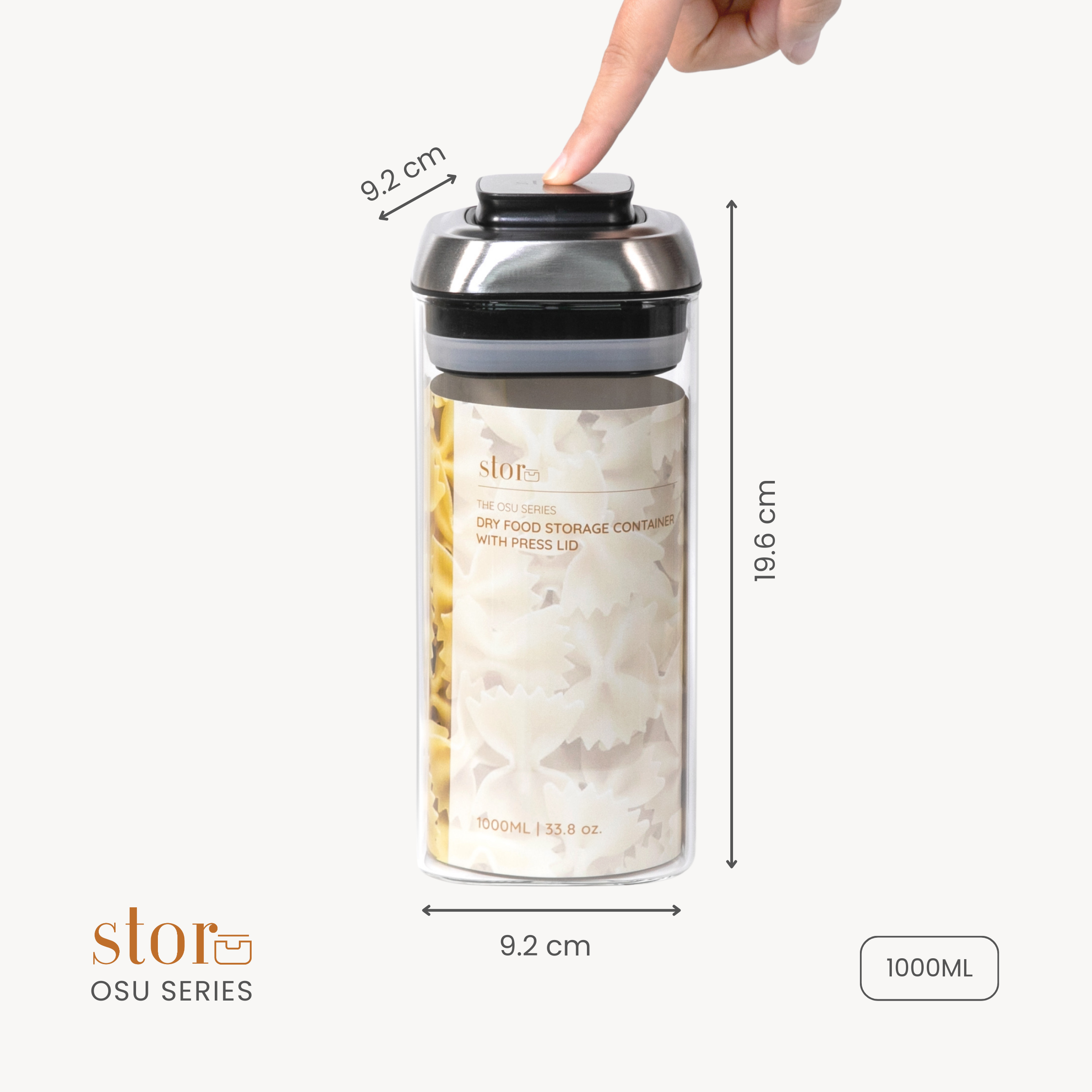 Glass Storage Container with Press Lid- 1000ML