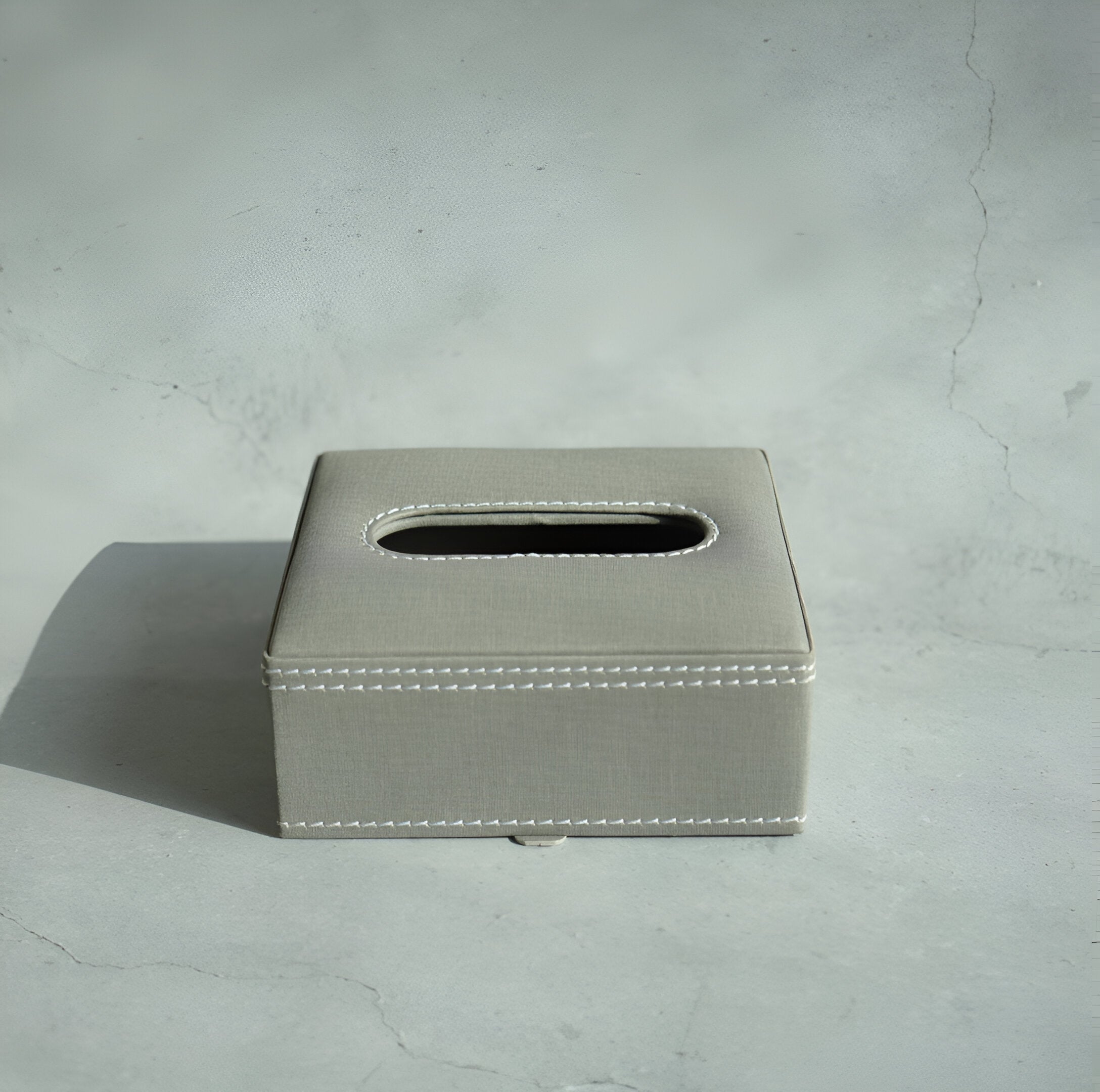 Stone Gray PU Leather Tissue Box - Square