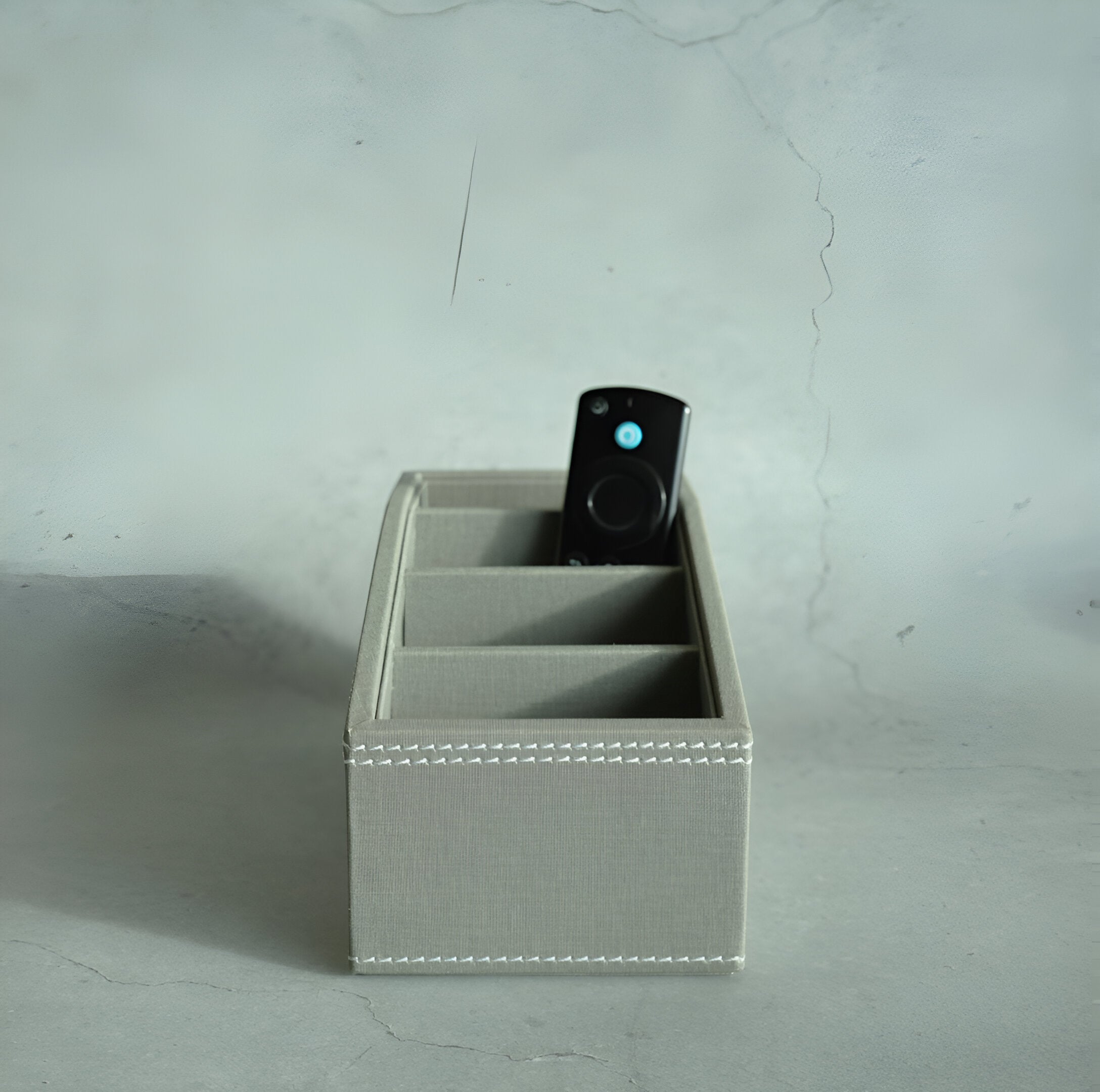 Stone Gray PU Leather Remote Control Organiser