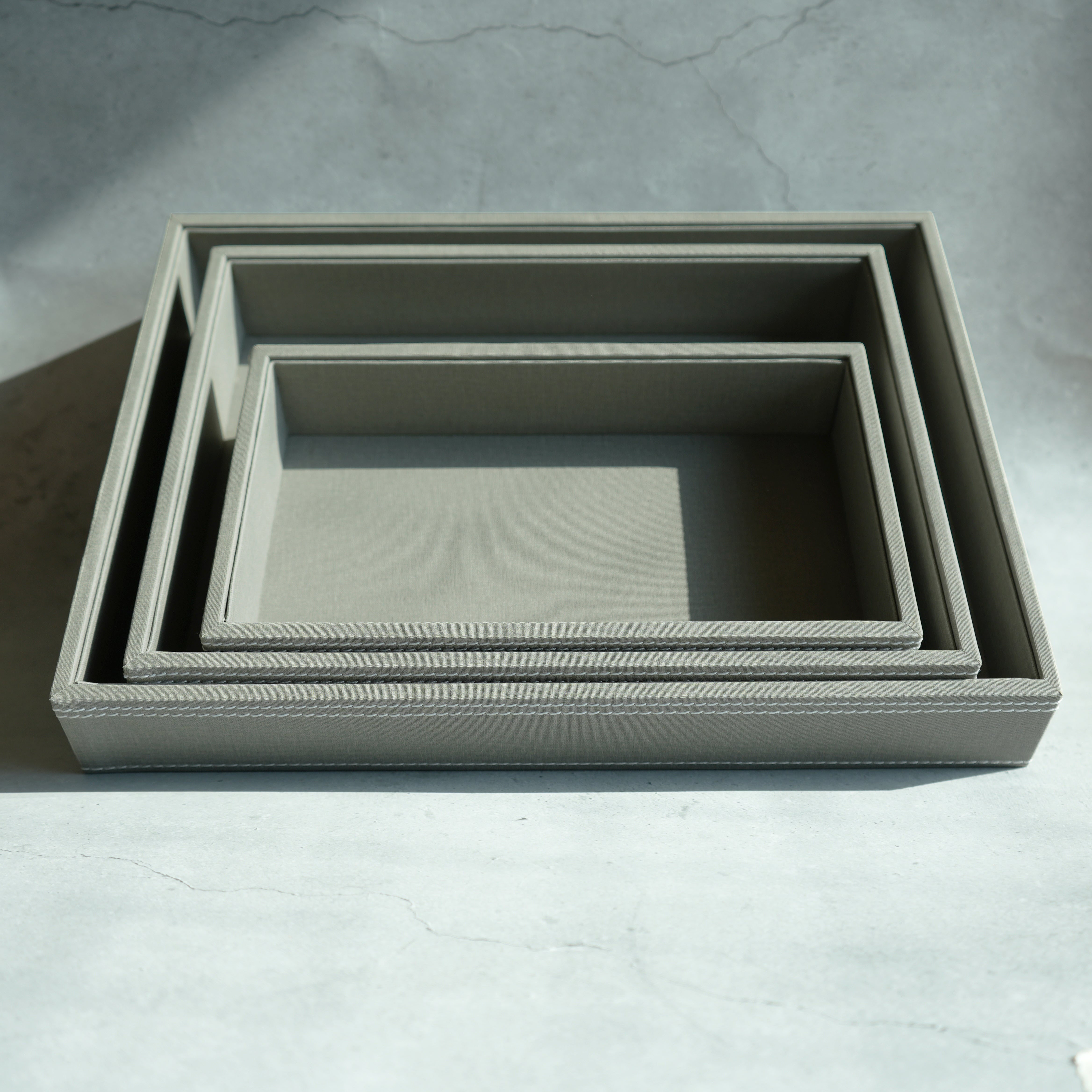 Stone Gray PU Leather Serving Tray - Large