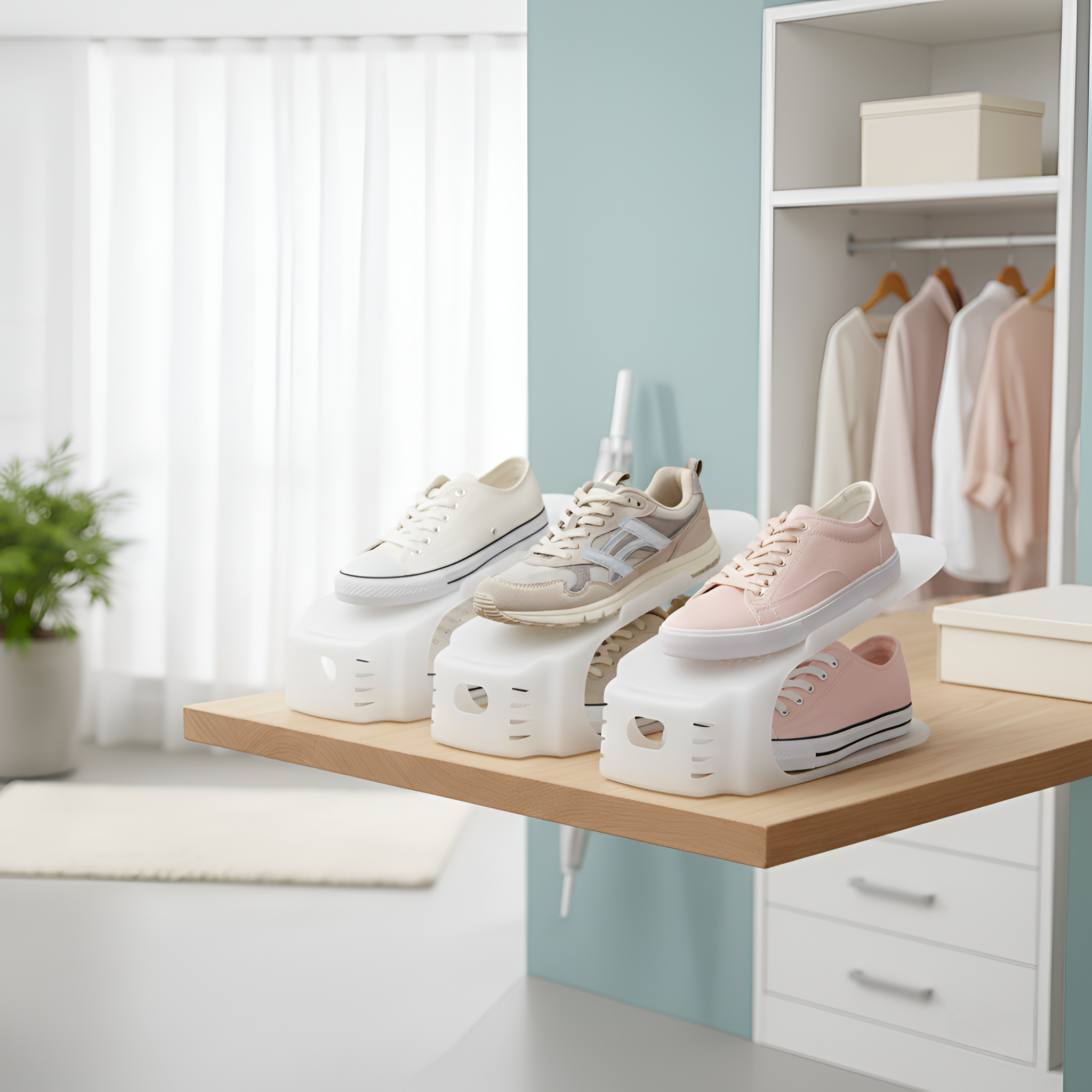 Frosted White Shoe Storage Rack- Set of 3