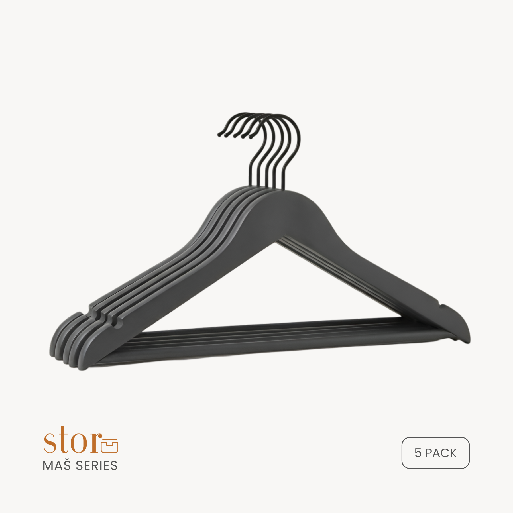 Wooden Shirt Hanger with Ribbed Bar- Ash Gray