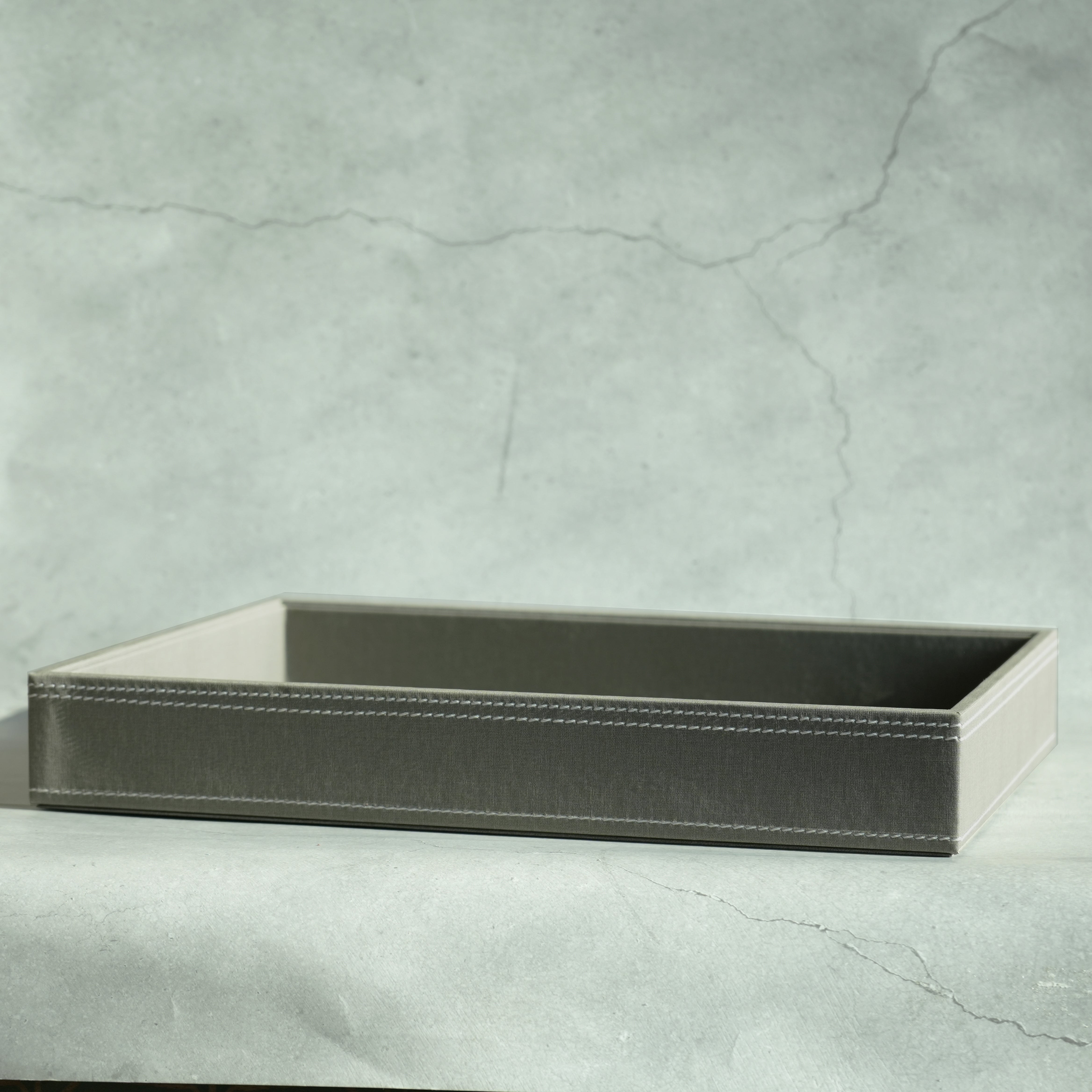 Stone Gray PU Leather Serving Tray - Large