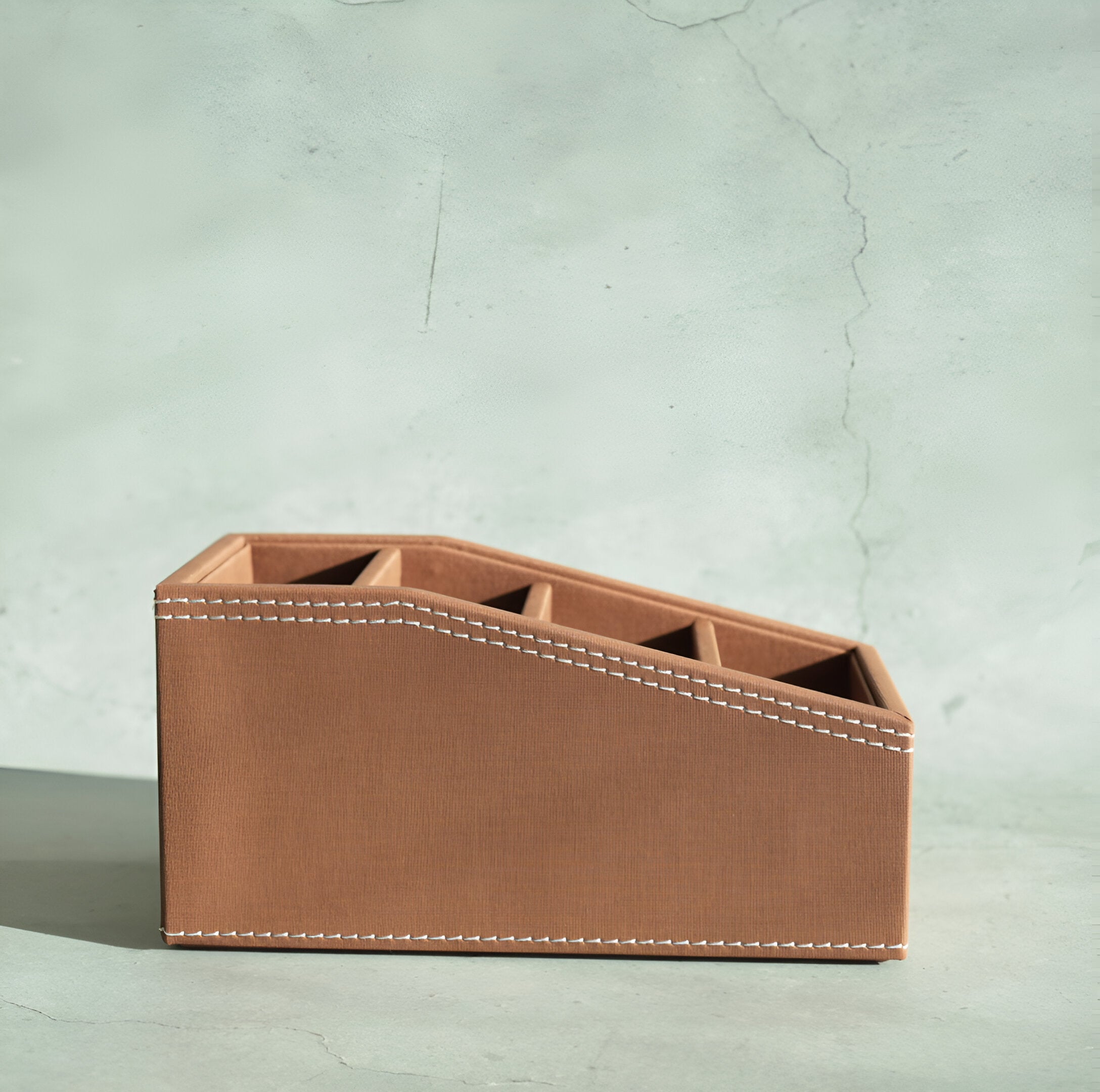 Umber Brown PU Leather Remote Control Organiser