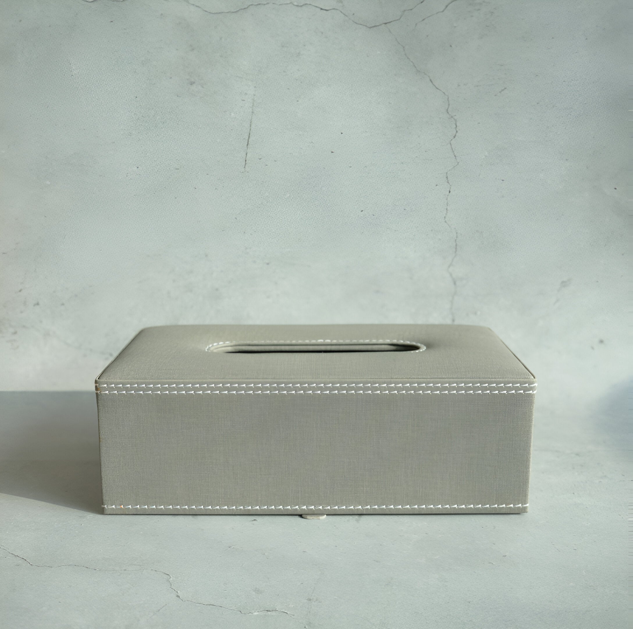 Stone Gray PU Leather Tissue Box - Rectangle