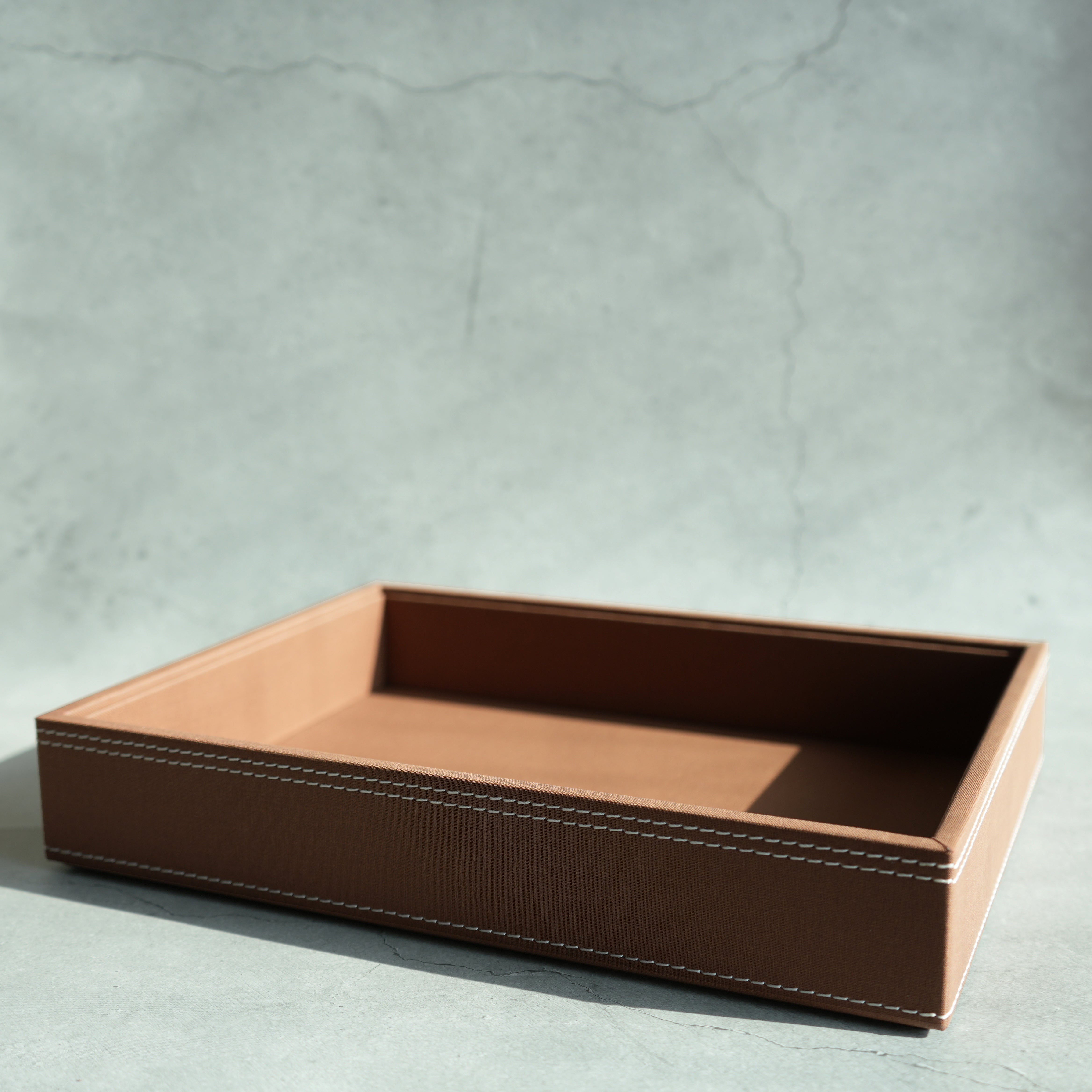 Umber Brown PU Leather Serving Tray - Medium