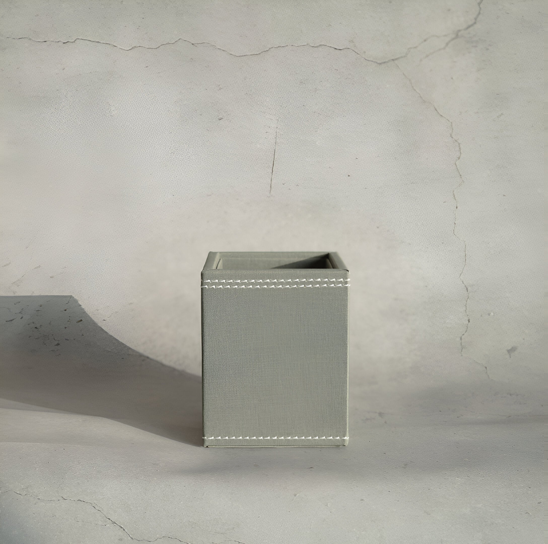 Stone Gray PU Leather Stationery Holder