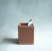 Umber Brown PU Leather Stationery Holder