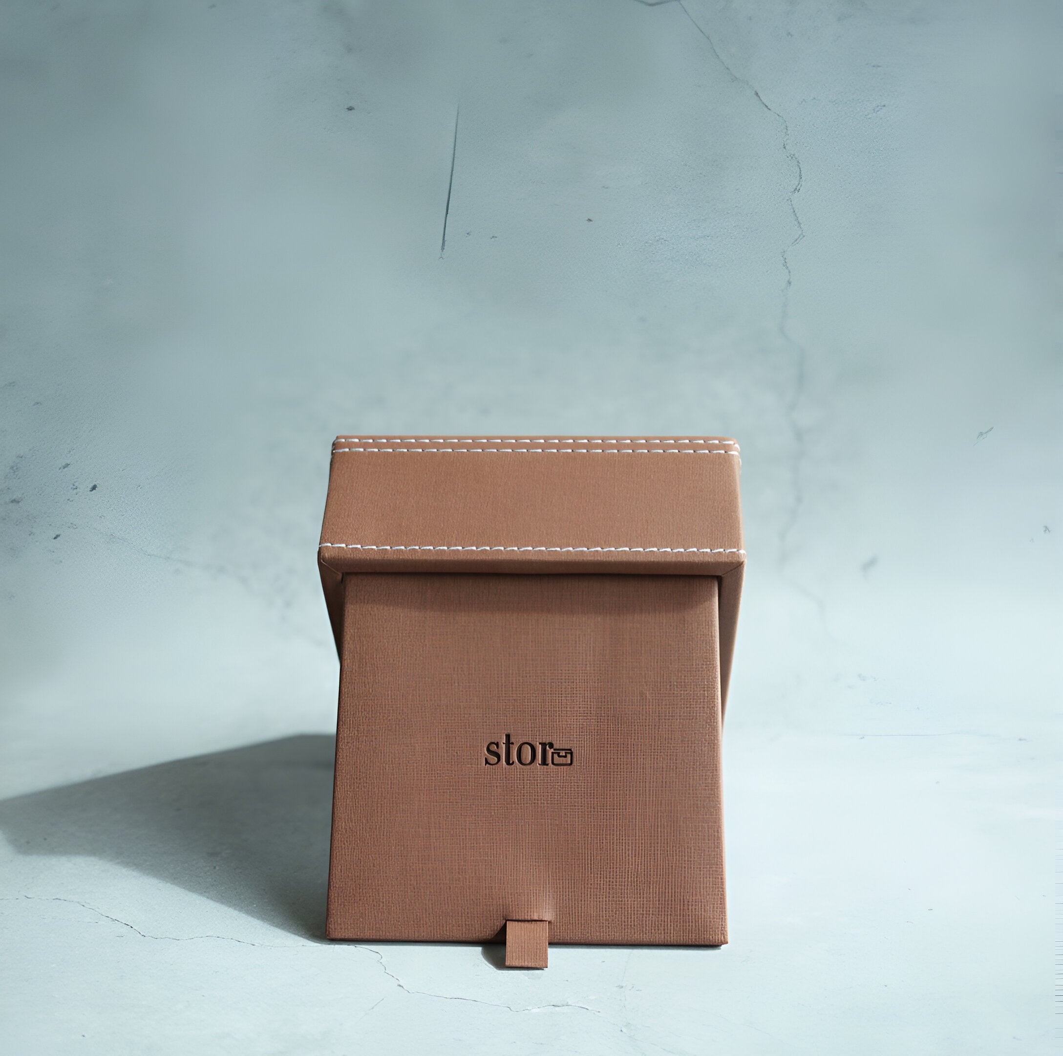 Umber Brown PU Leather Tissue Box - Square