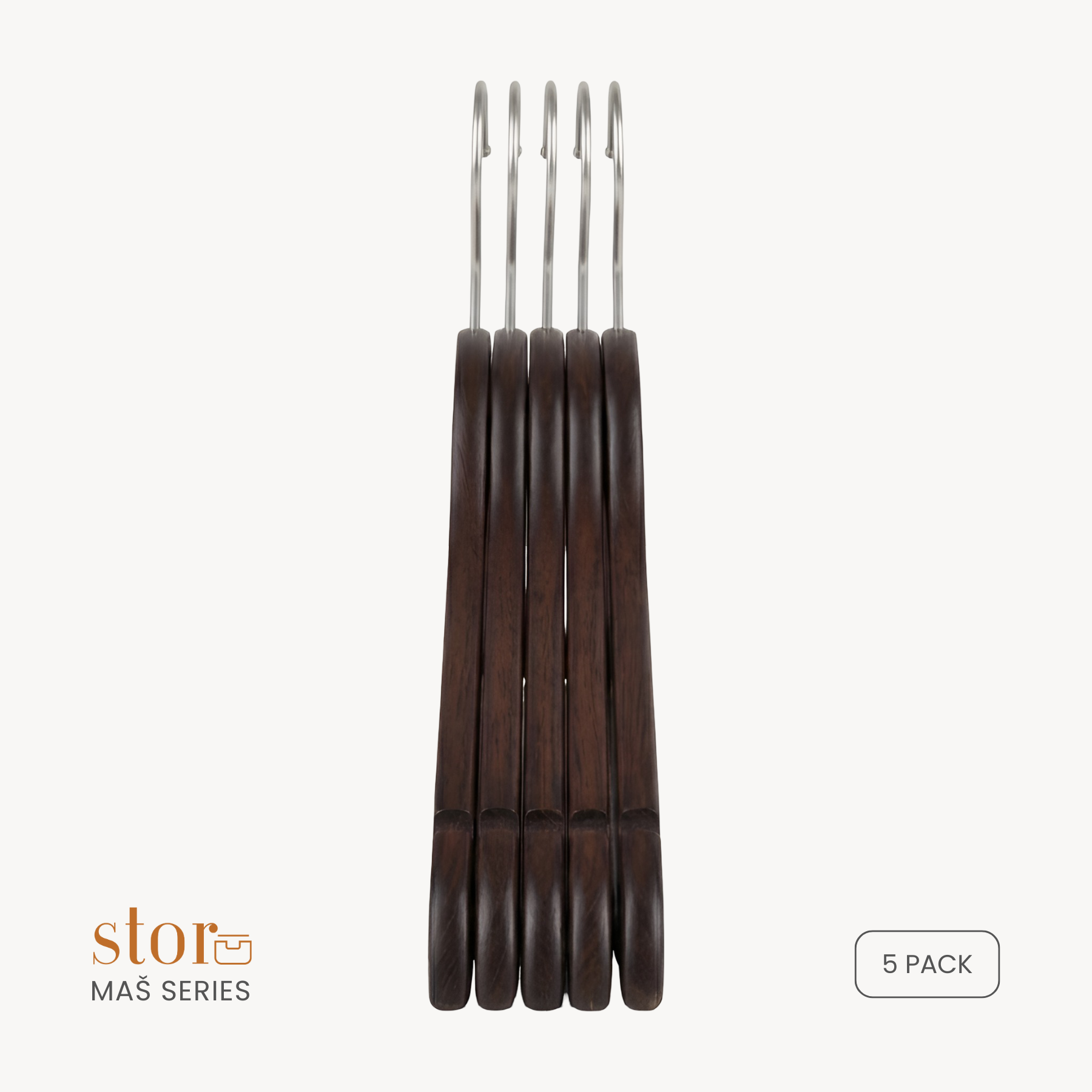 Wooden Shirt Hanger with Ribbed Bar- Umber