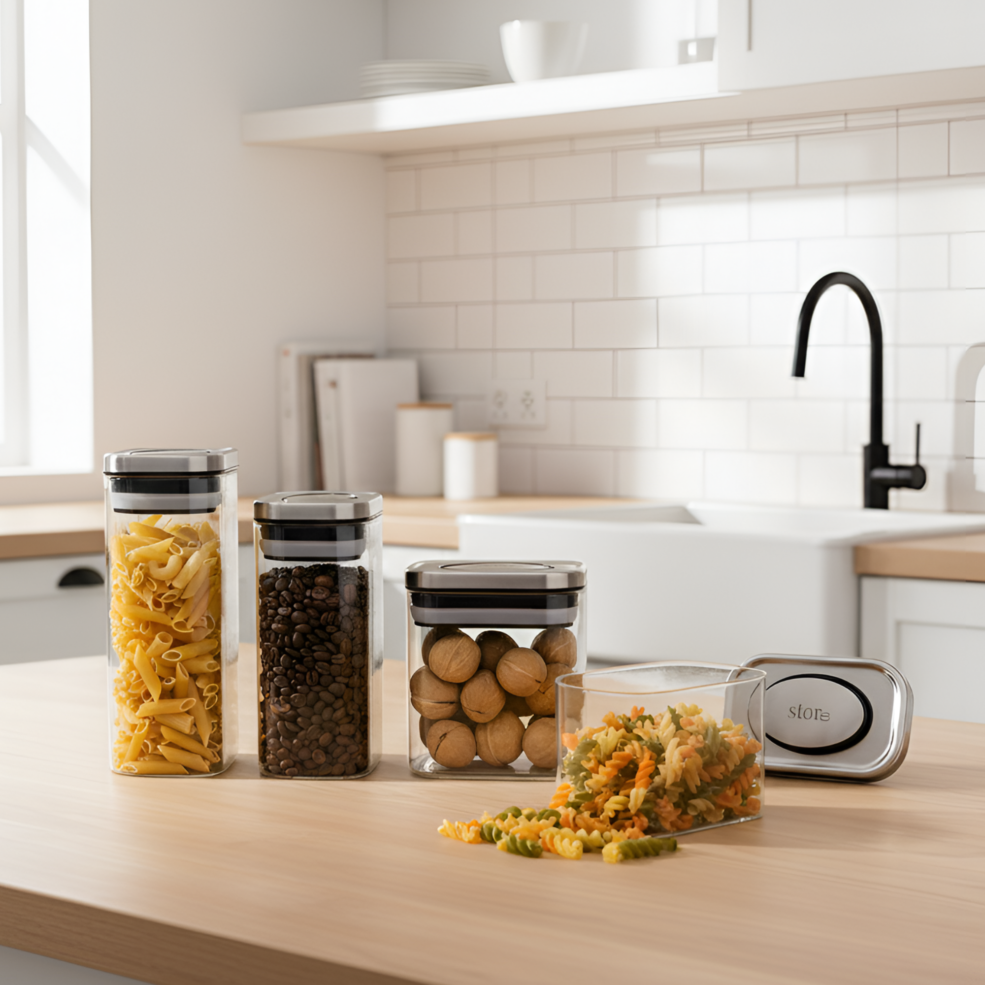 Glass Storage Container with Press Lid- 1100ML