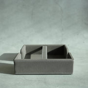 Stone Gray PU Leather Tissue Holder with Weighted Bar