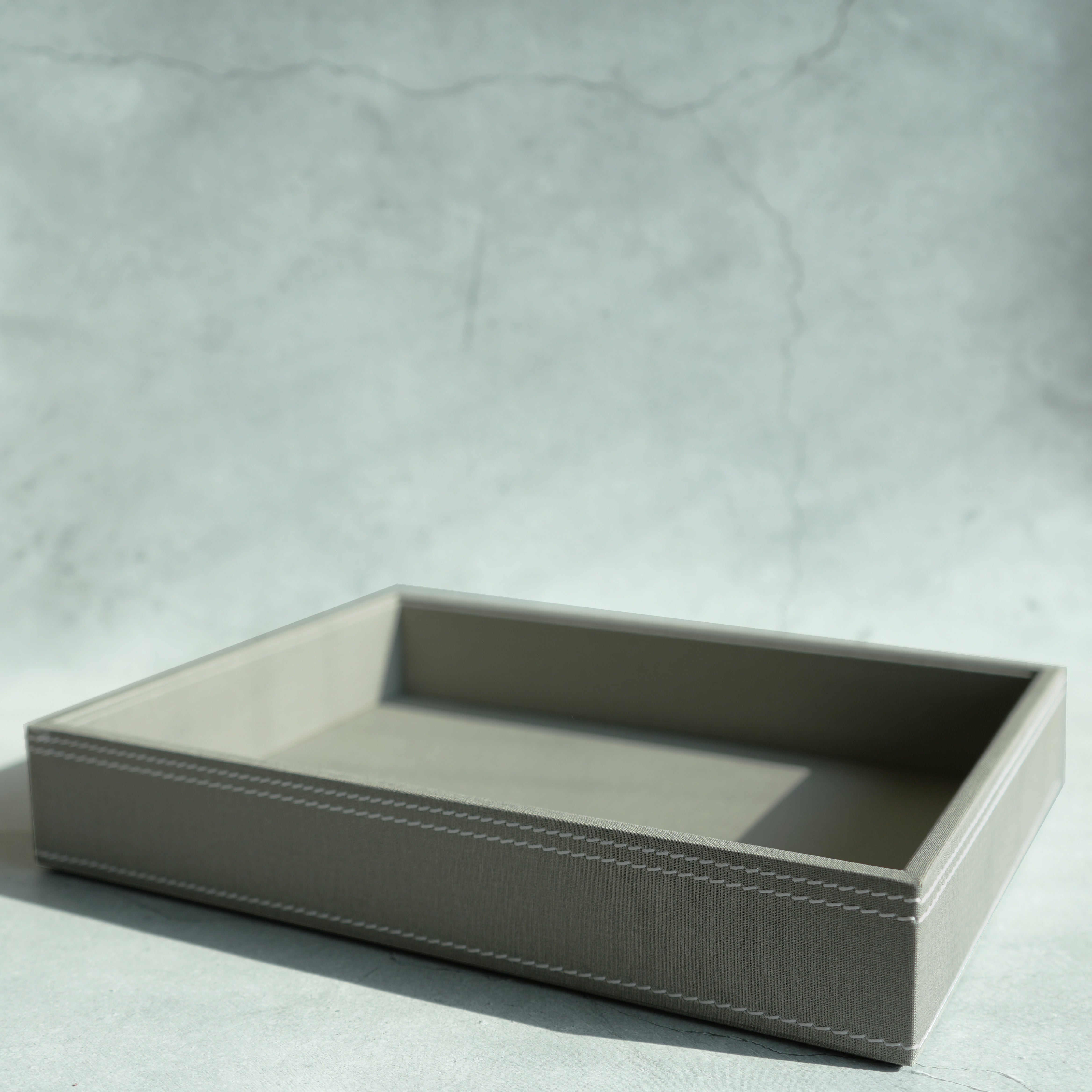 Stone Gray PU Leather Serving Tray - Medium