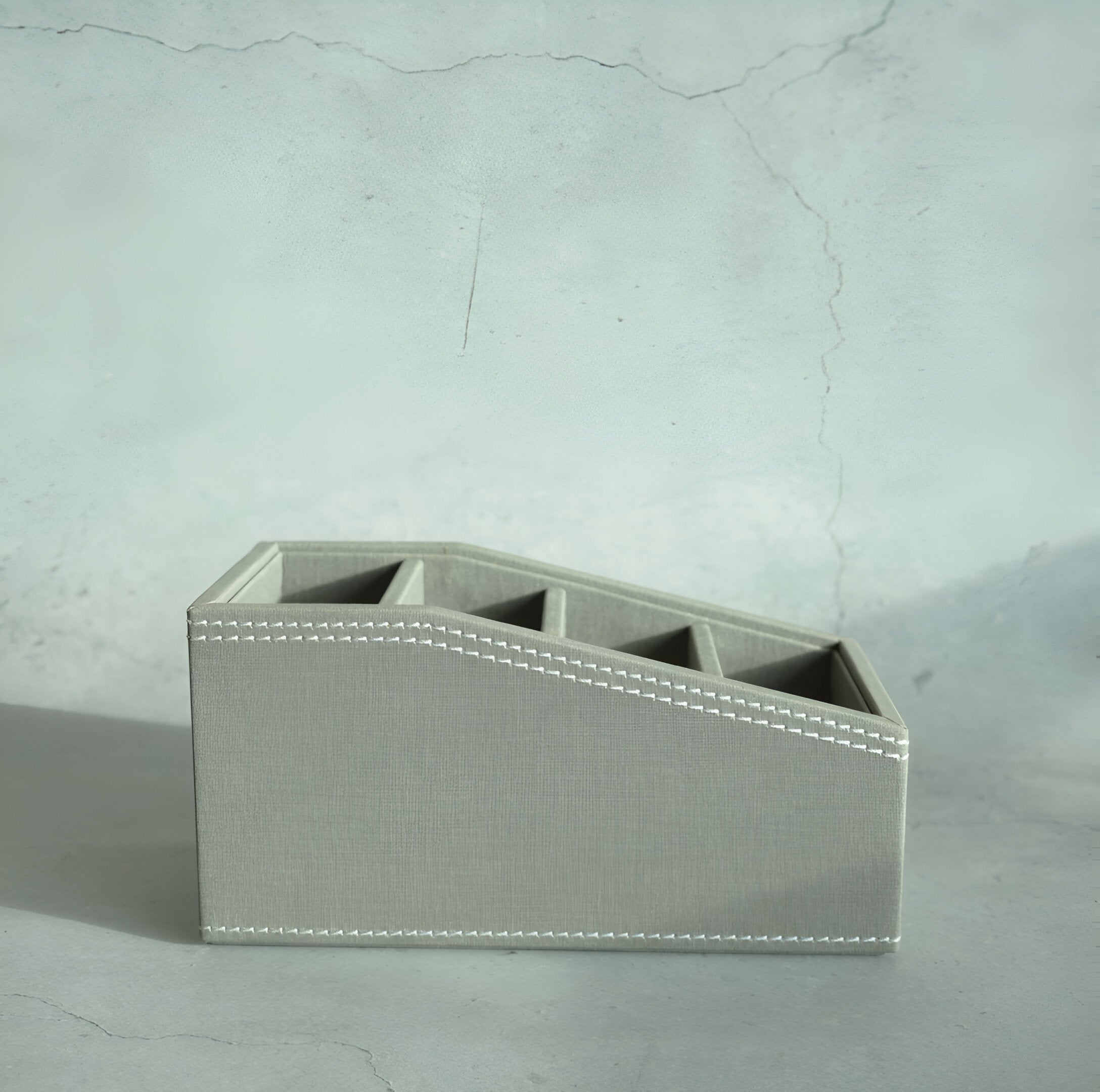 Stone Gray PU Leather Remote Control Organiser