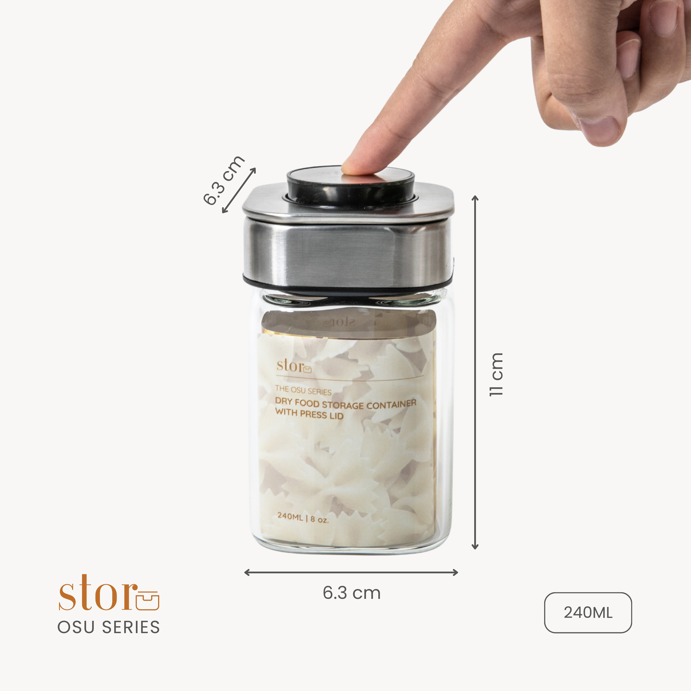 Glass Storage Container with Press Lid- 240ML