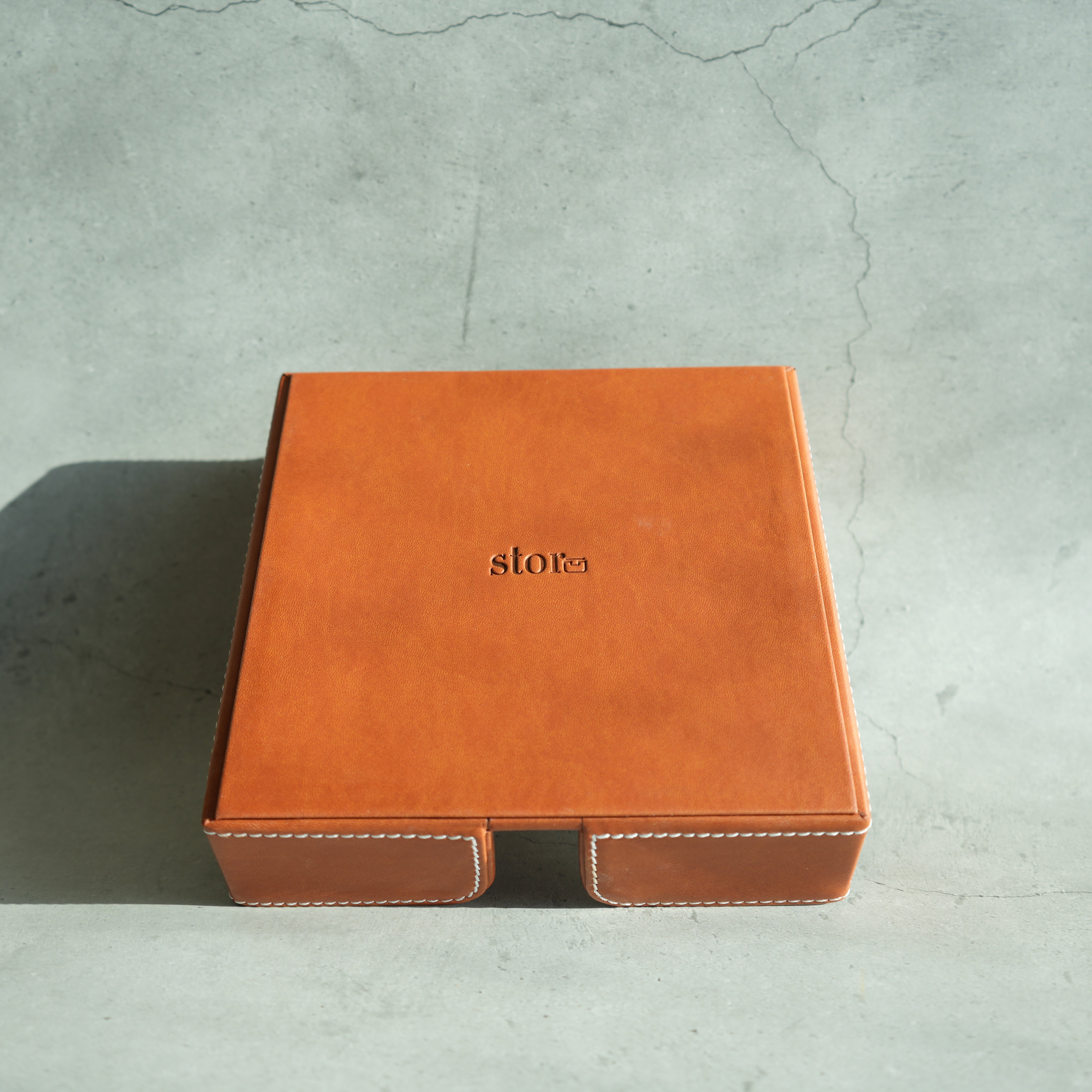 Tan Brown PU Leather & Rattan Tissue Holder with Weighted Bar
