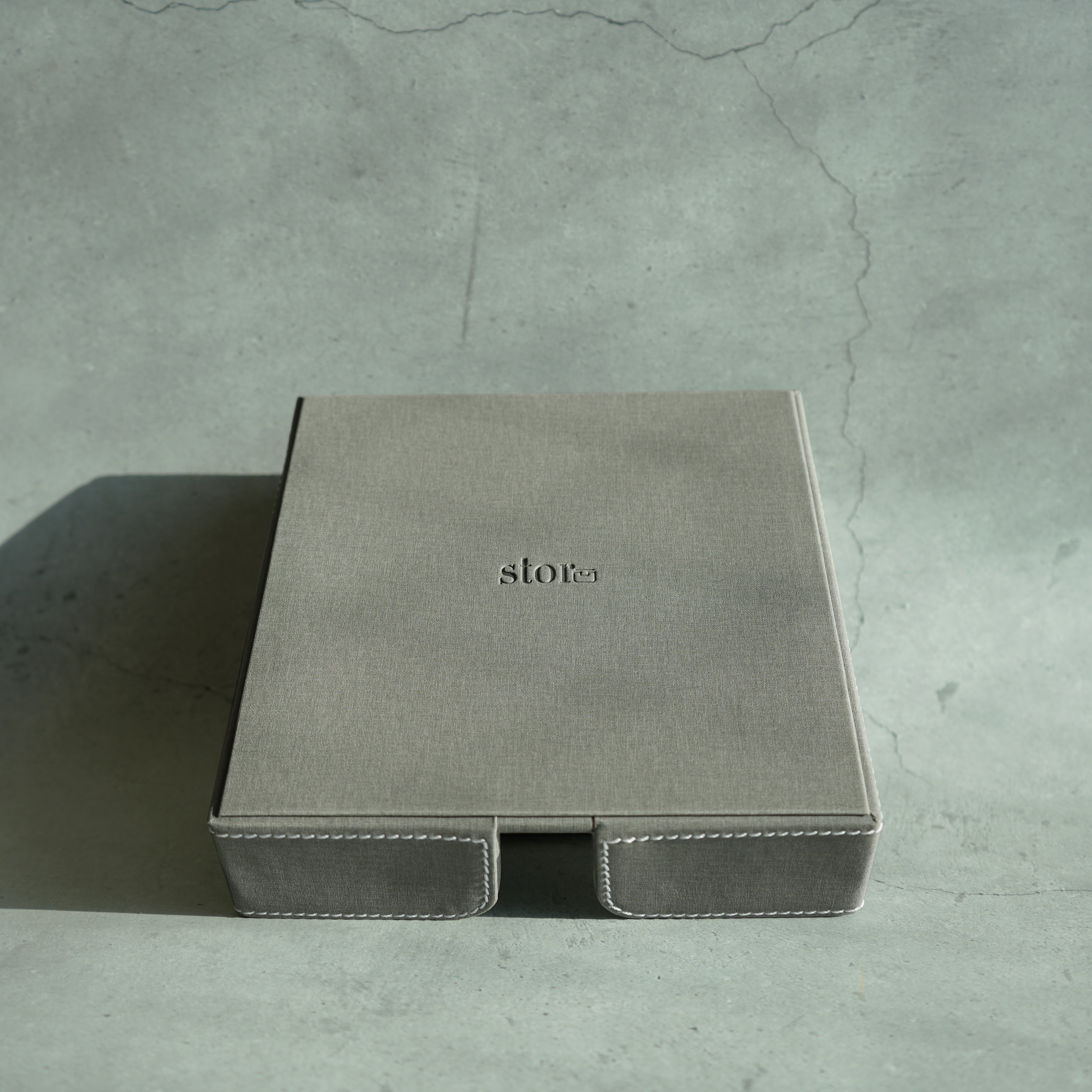 Stone Gray PU Leather Tissue Holder with Weighted Bar