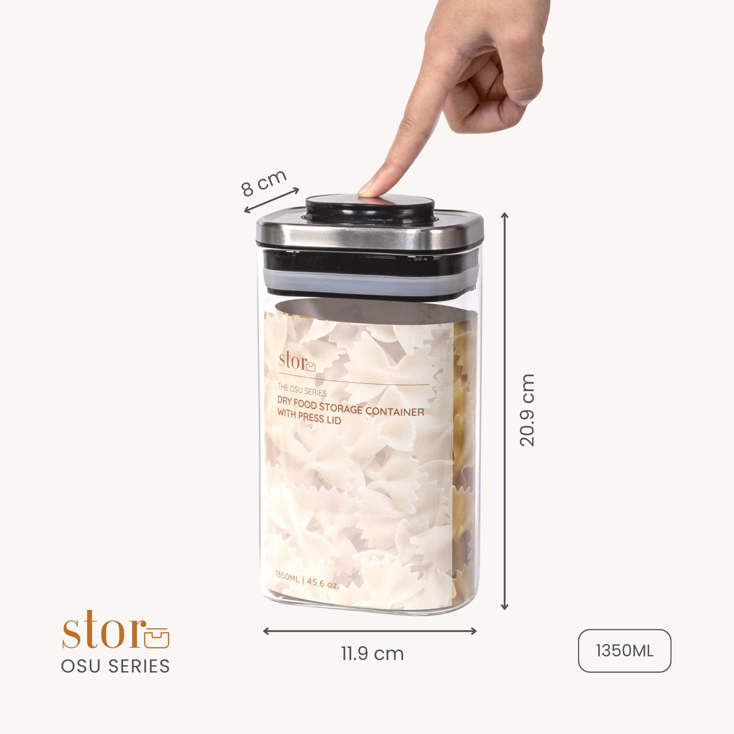 Glass Storage Container with Press Lid- 1350ML