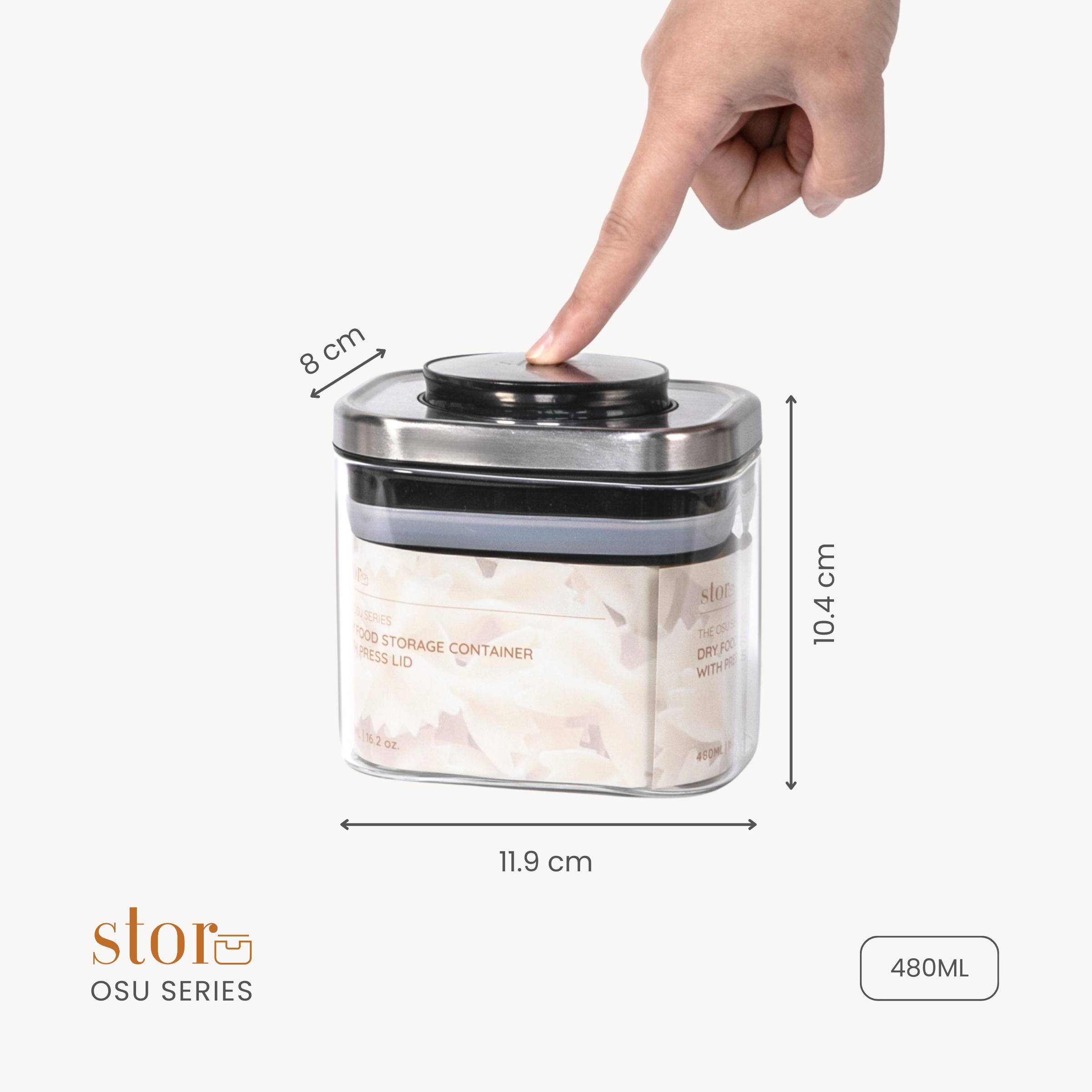 Glass Storage Container with Press Lid- 480ML