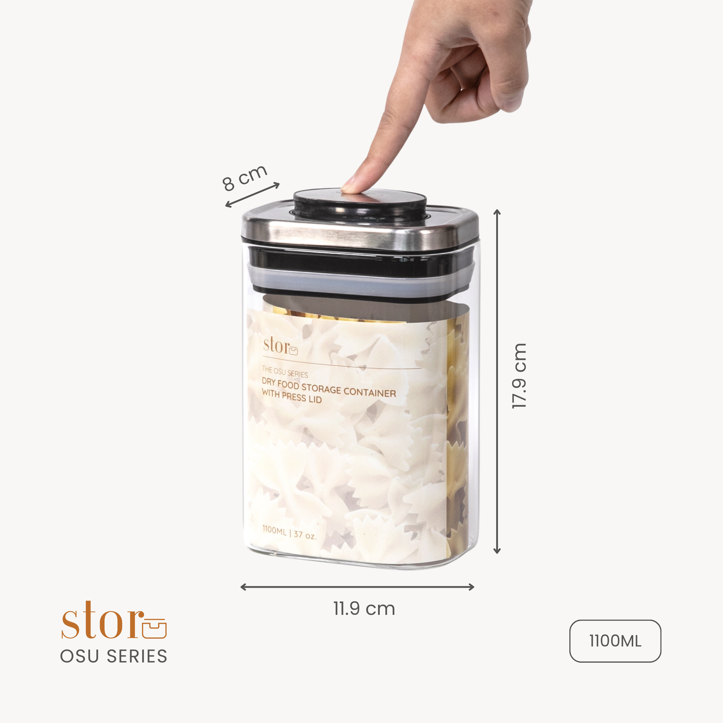 Glass Storage Container with Press Lid- 1100ML