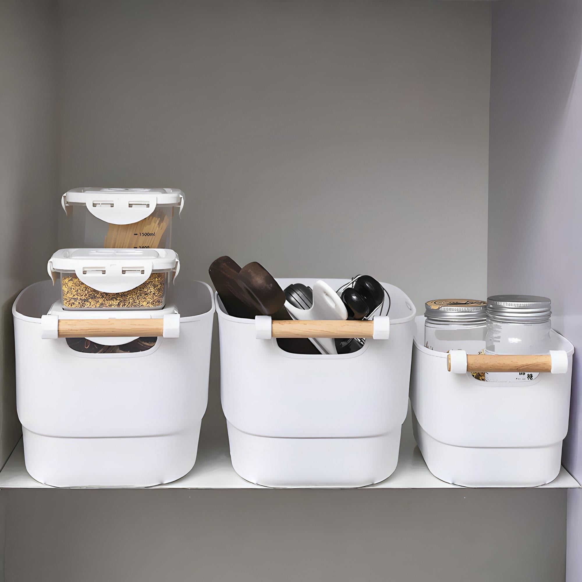 Storage Bin with Wooden Handle- 3.5L