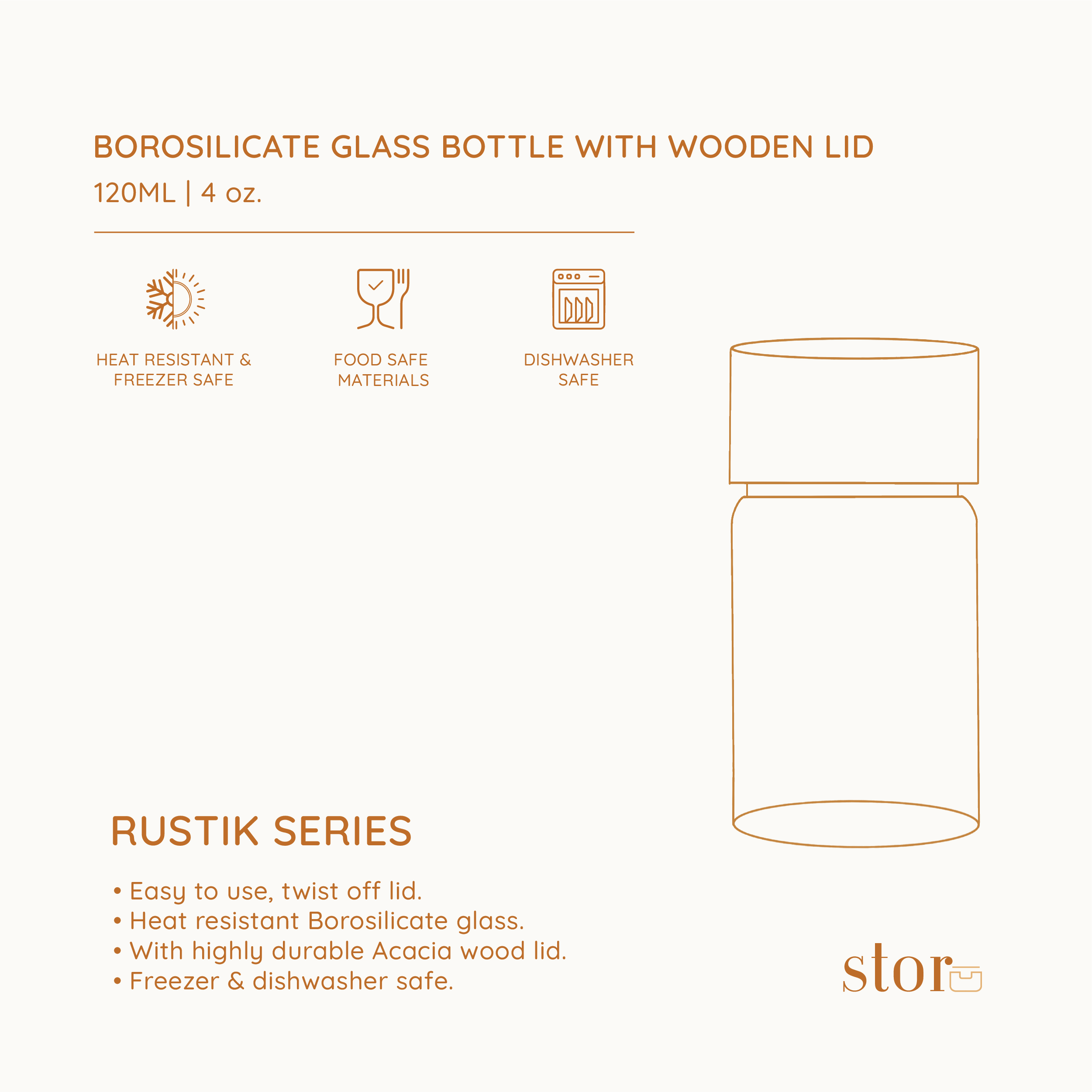 Borosilicate Glass Storage Jar 120ML