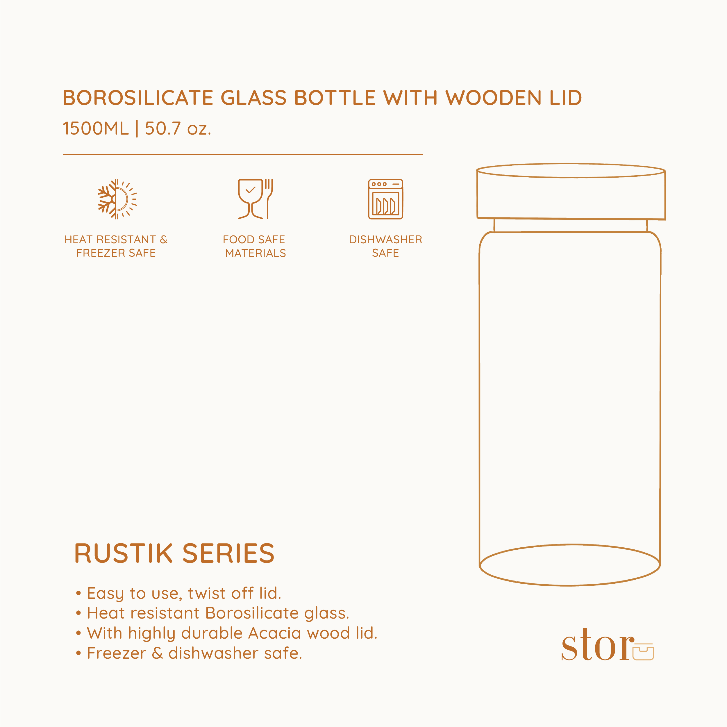 Borosilicate Glass Storage Jar 1500ML