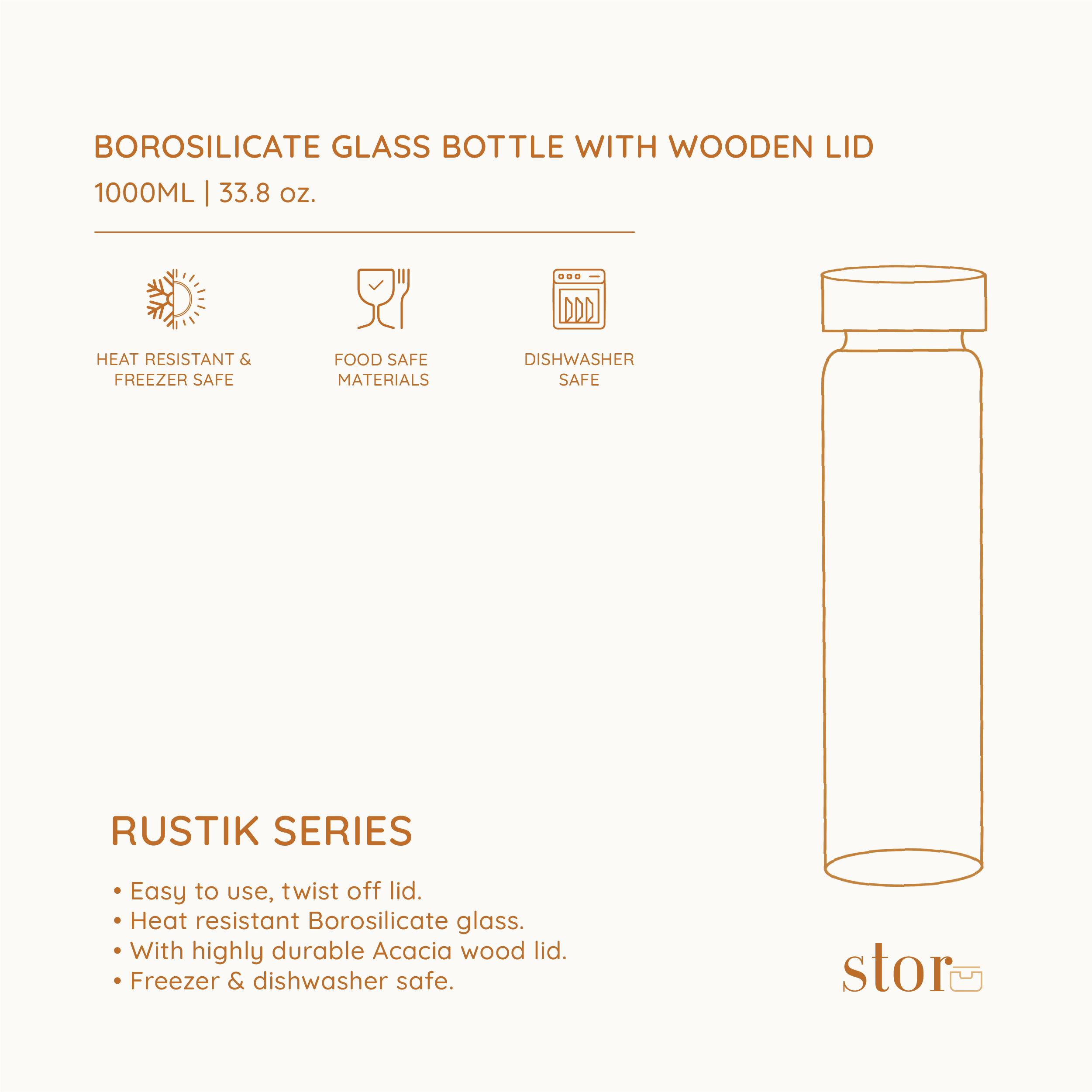 Borosilicate Glass Bottle 1000ML