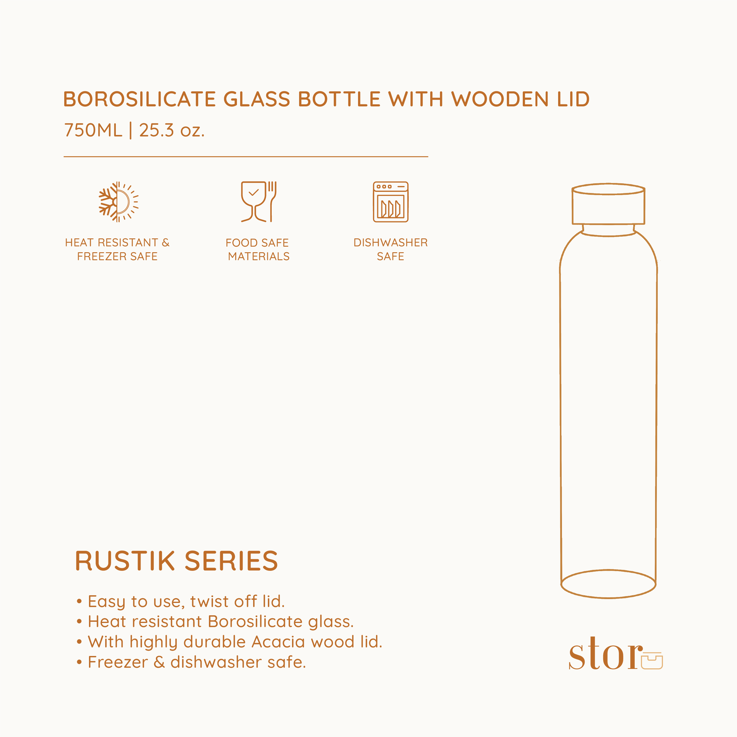 Borosilicate Glass Bottle 750ML