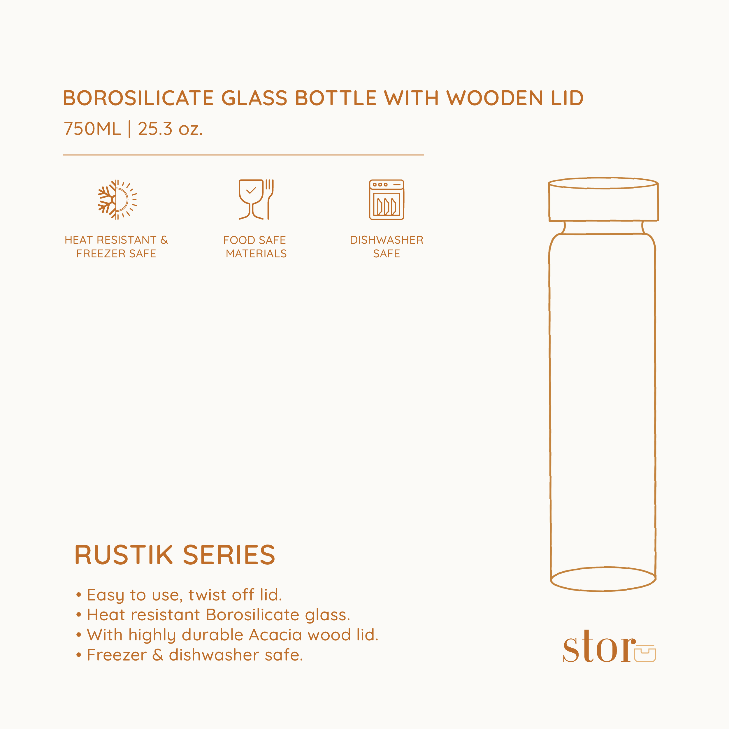 Borosilicate Glass Bottle 750ML