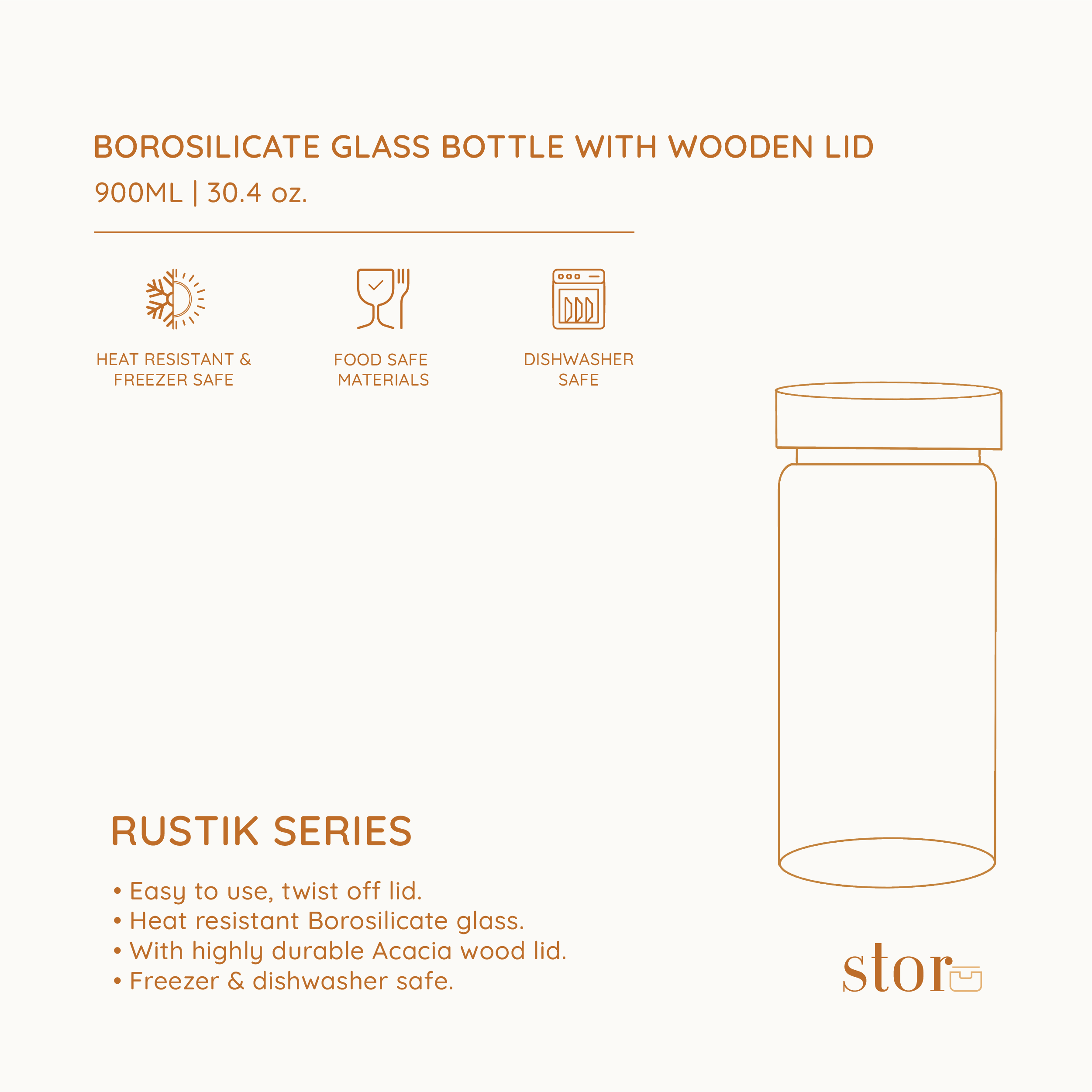 Borosilicate Glass Storage Jar 900ML