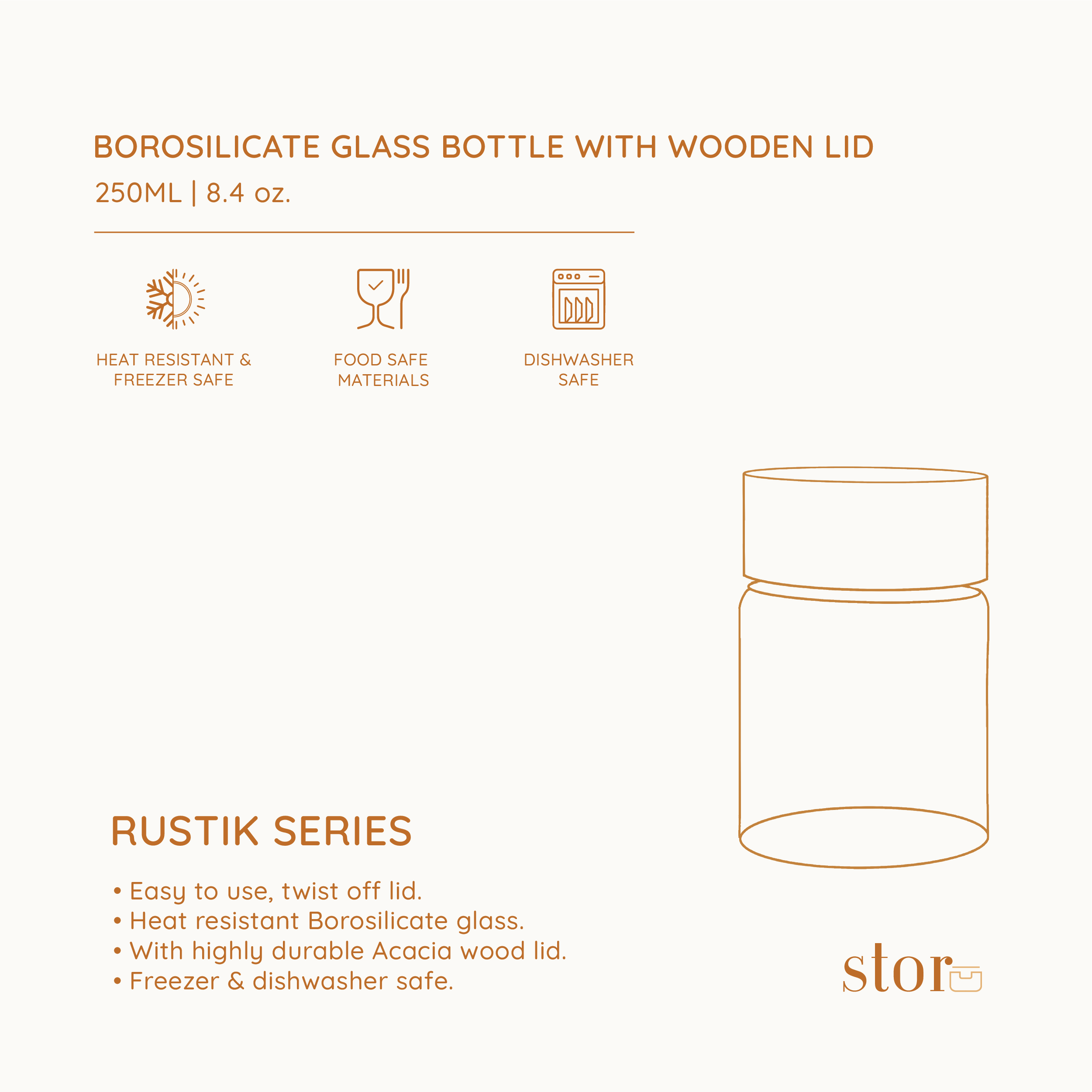 Borosilicate Glass Storage Jar 250ML