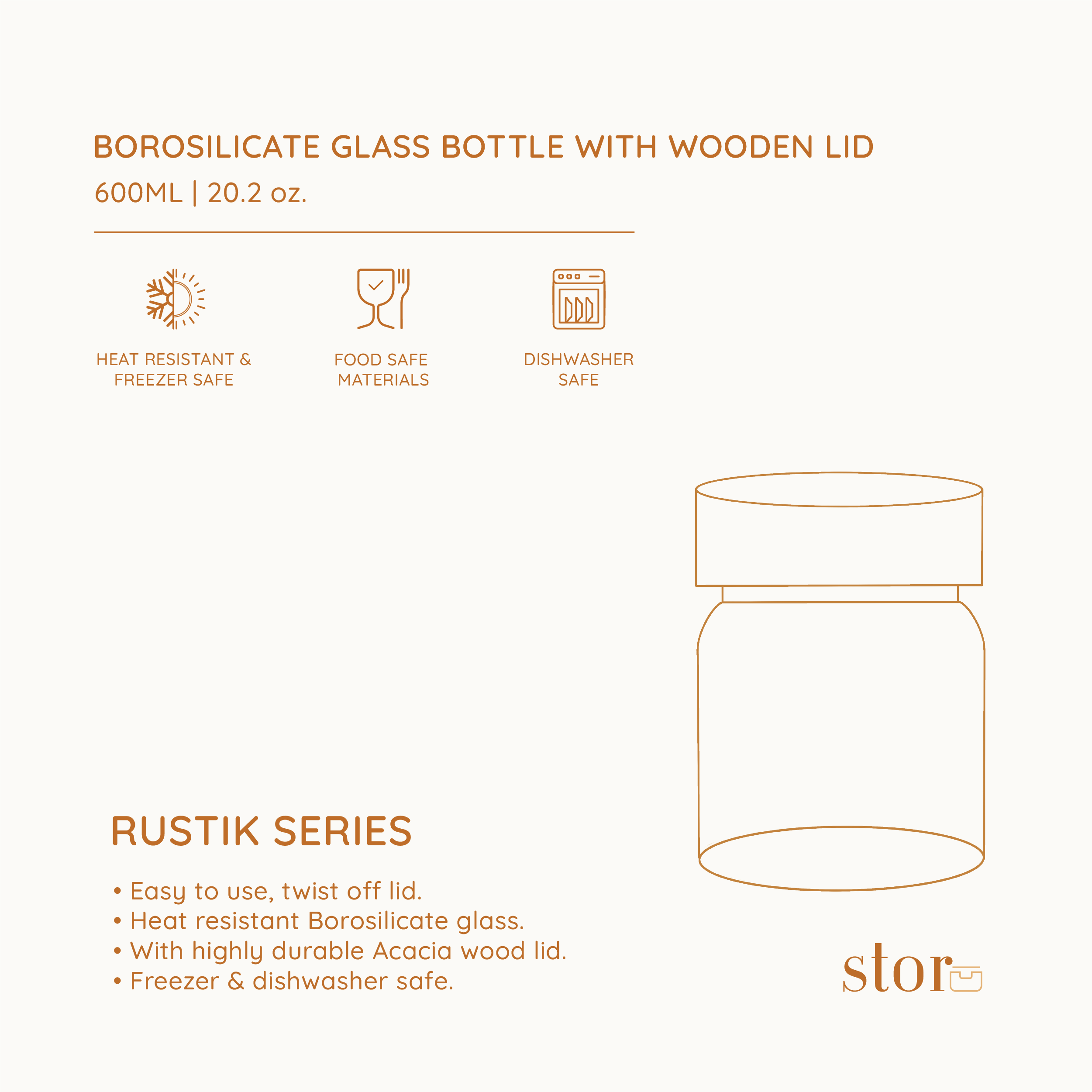 Borosilicate Glass Storage Jar 600ML