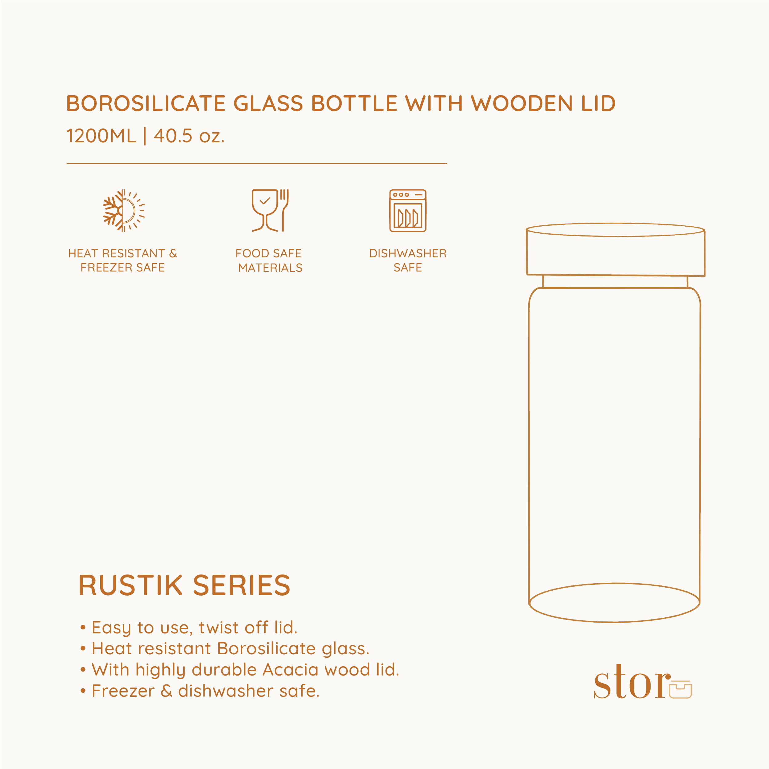 Borosilicate Glass Storage Jar 1200ML