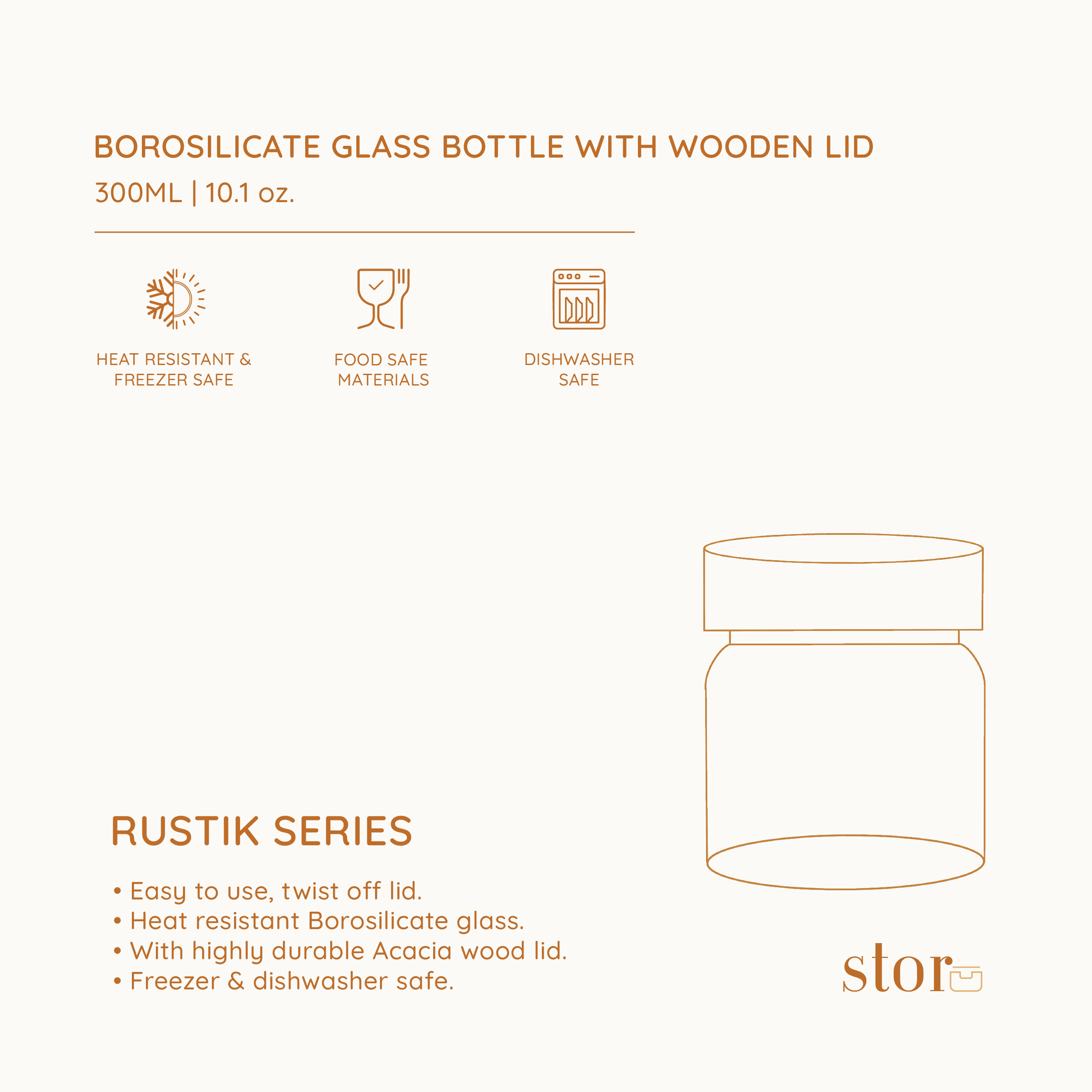 Borosilicate Glass Storage Jar 300ML